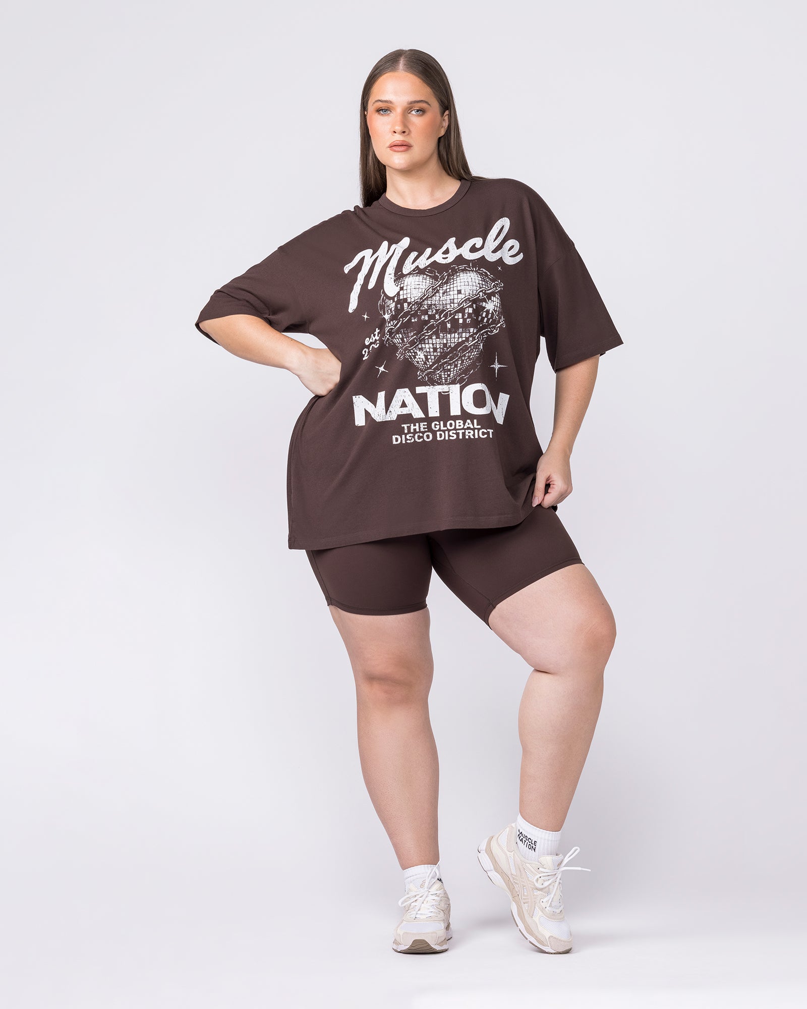 Disco District Oversized Tee - Cocoa-T-Shirts-XXS-032614COCOA-XXS-MNAPPRL49377-7-Muscle Nation
