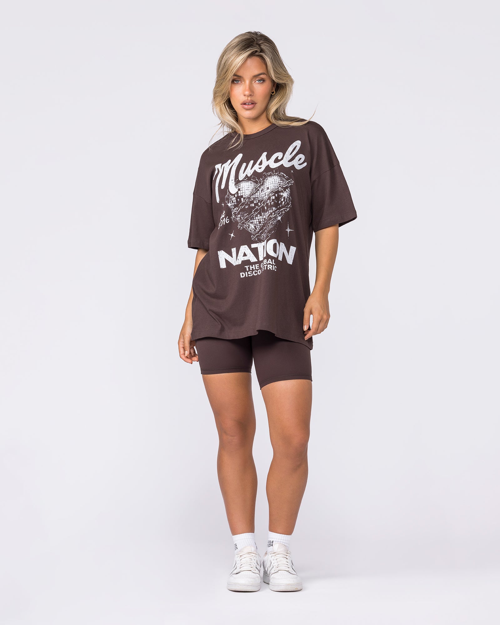 Disco District Oversized Tee - Cocoa-T-Shirts-XXS-032614COCOA-XXS-MNAPPRL49377-6-Muscle Nation