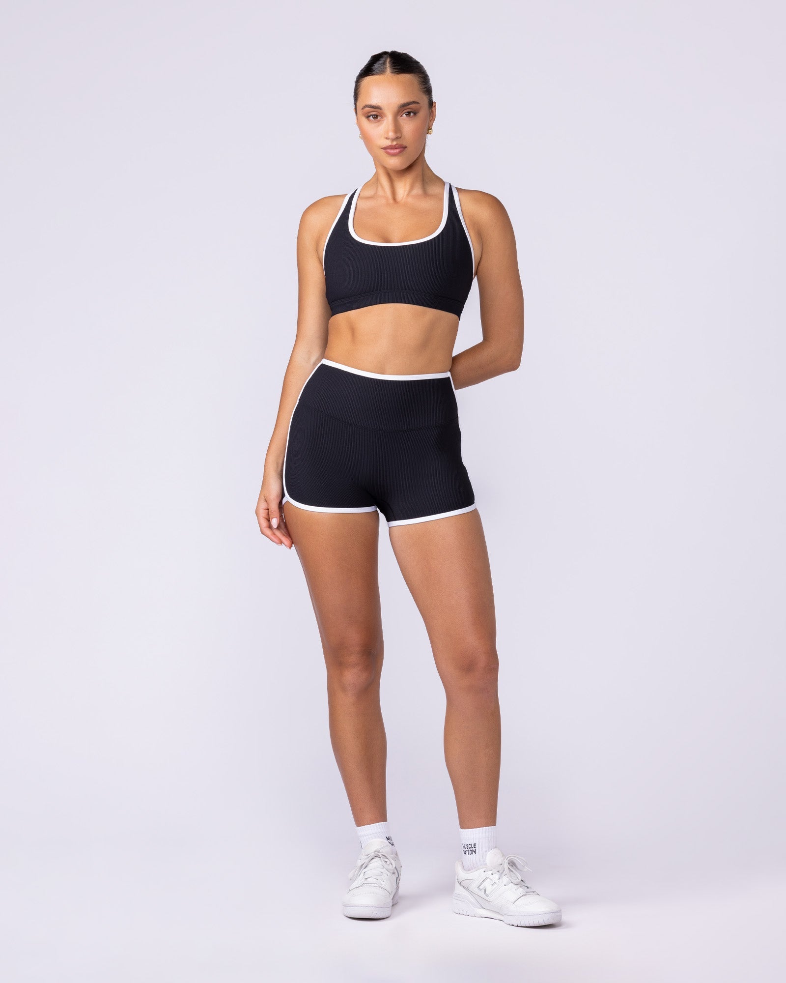 Drew Rib Bra - Black / White-Sports Bras-XXS-112502BLKWHT-XXS-MNAPPRL45770-6-Muscle Nation