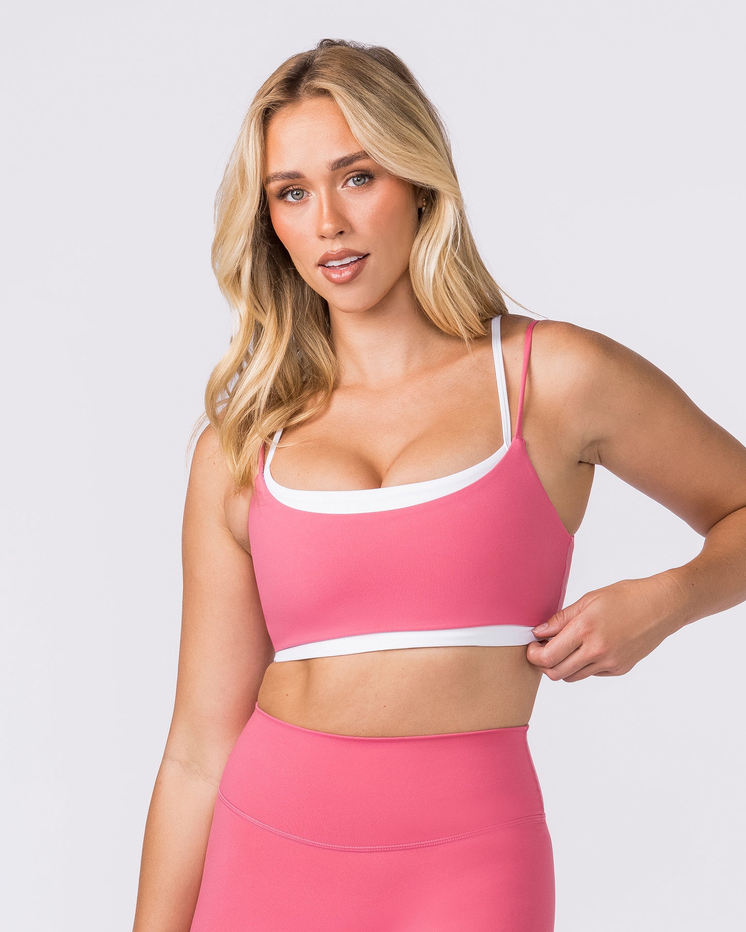 Duo Bralette - White/Petal-Bralettes-XXS-042605WPTL-XXS-MNAPPRL49982-3-Muscle Nation