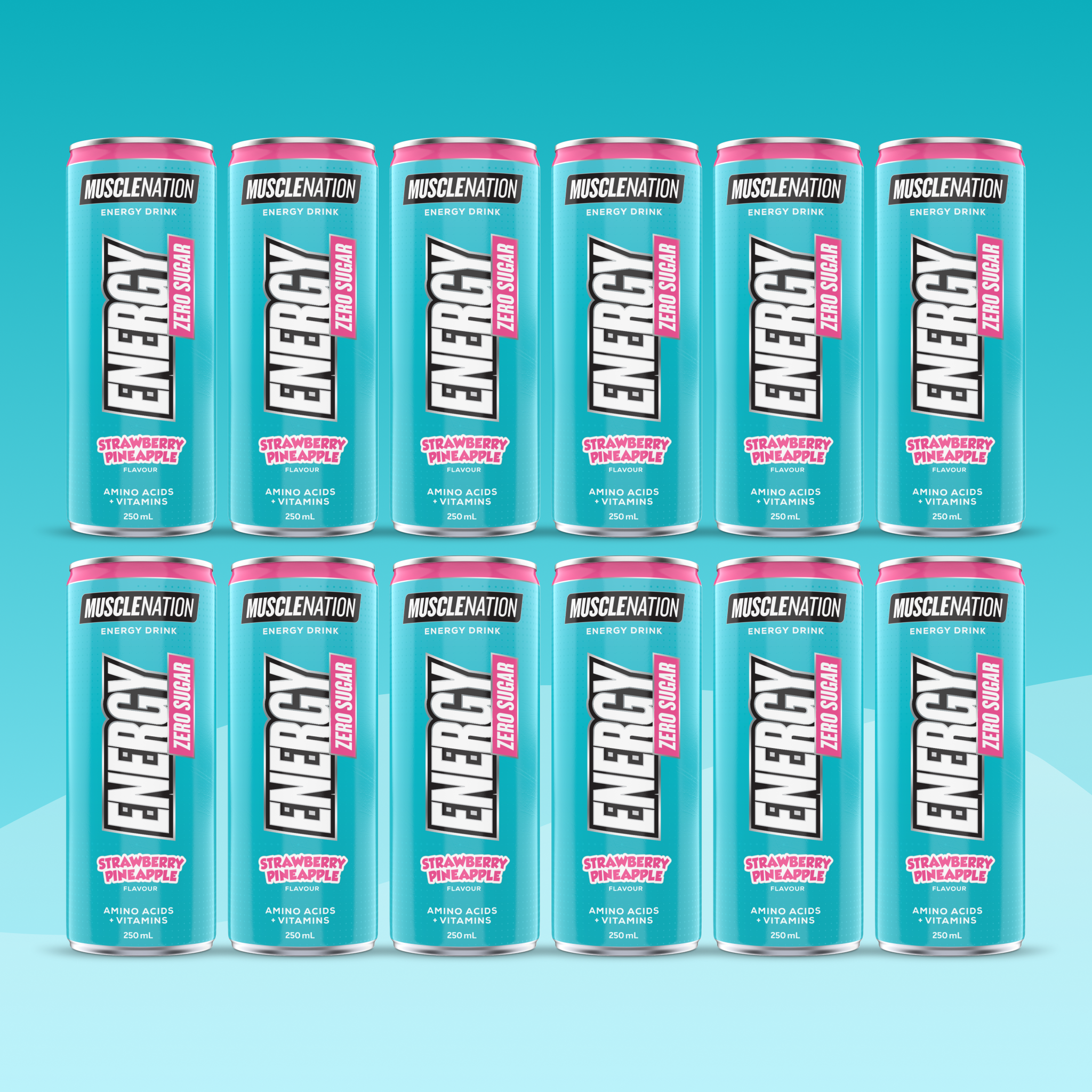 MN ENERGY DRINK Zero Sugar - Strawberry Pineapple 250ml (12 Pack)-MNSUPPS0456-19359054001746-1-Muscle Nation