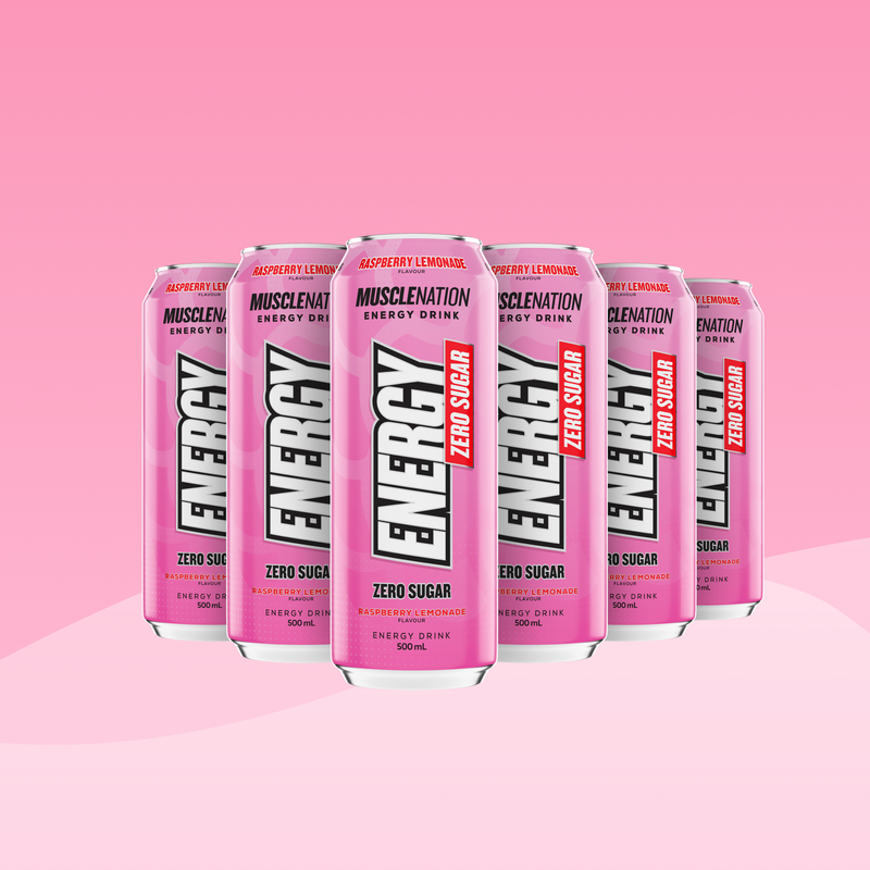 MN ENERGY DRINK Zero Sugar - Raspberry Lemonade 500ml (12 Pack)-Energy Drinks-MNSUPPS0274-19359054000800-1-Muscle Nation
