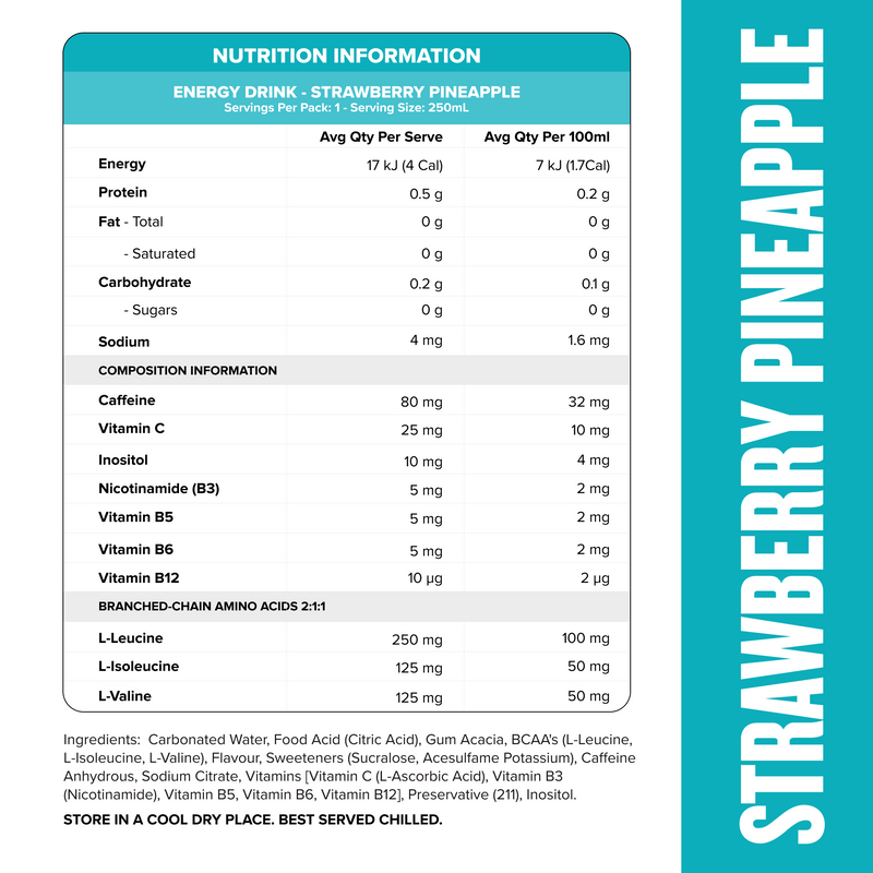MN ENERGY DRINK Zero Sugar - Strawberry Pineapple 250ml (12 Pack)-MNSUPPS0456-19359054001746-2-Muscle Nation