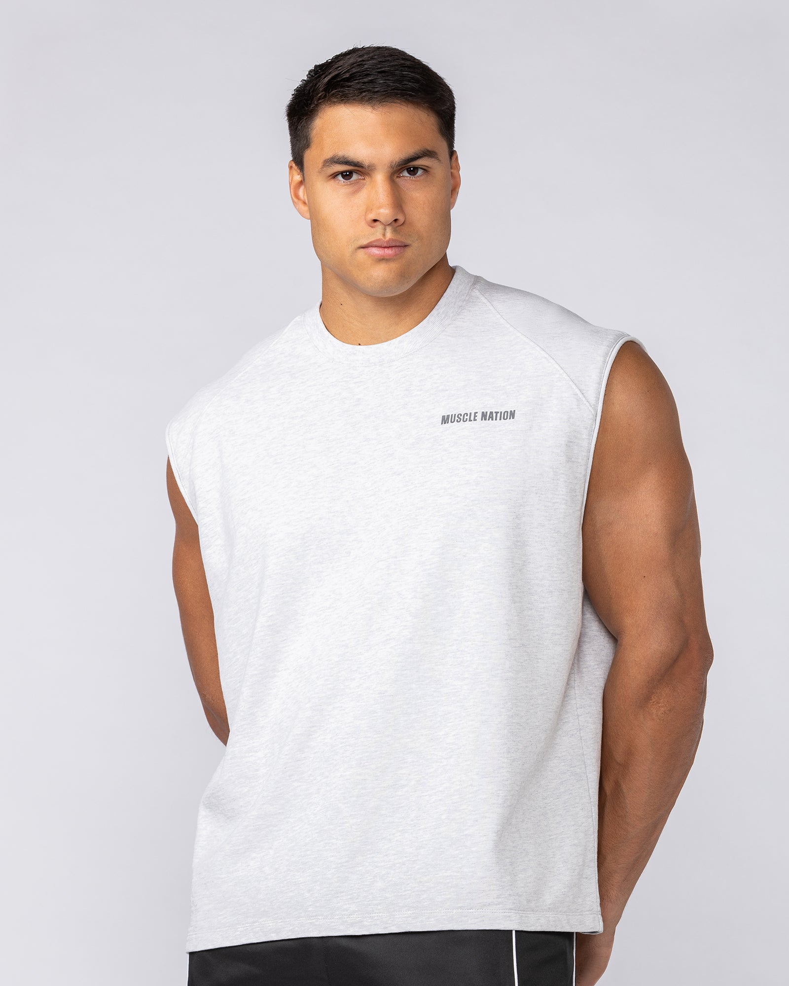 Essential Boxy Muscle Tank - Snow Grey Marl-Singlets & Tanks-S-092524SNGRYMR-S-MNAPPRL44337-3-Muscle Nation