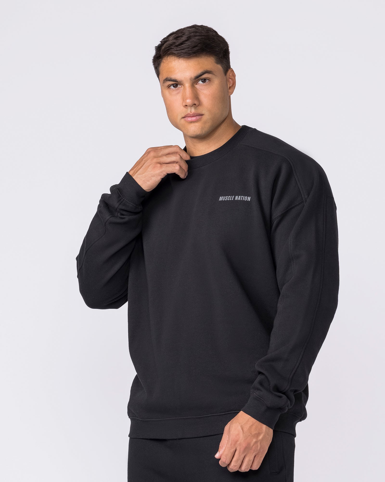 Essential Crew Pullover - Black-Jumpers & Hoodies-XS-042633BLK-XS-MNAPPRL50333-3-Muscle Nation