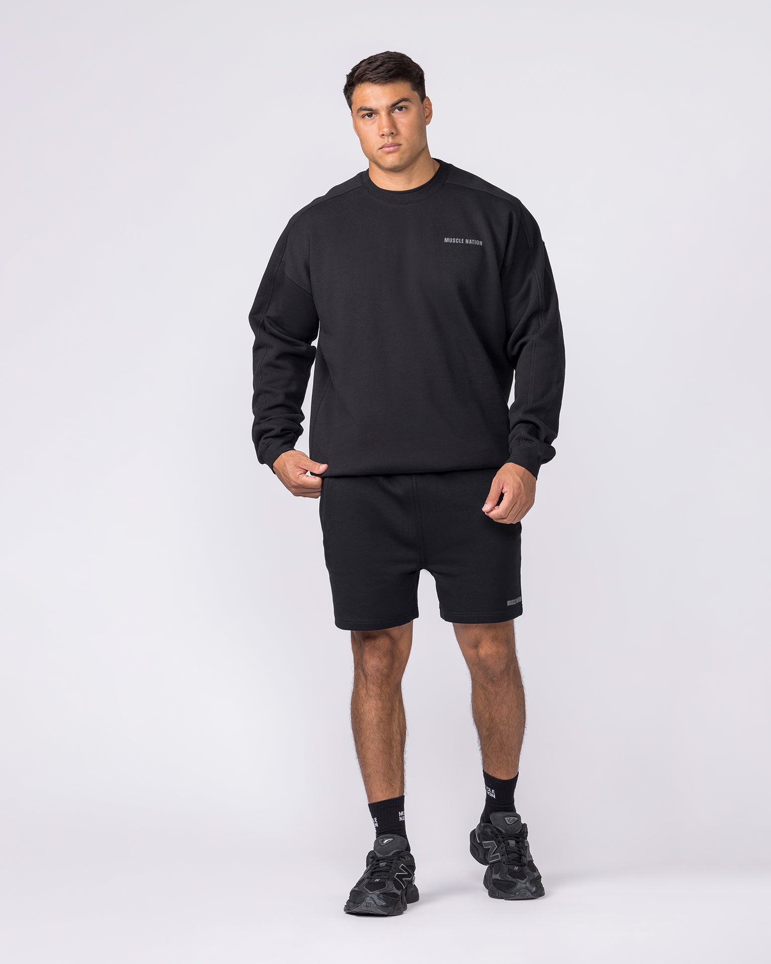 Essential Crew Pullover - Black-Jumpers & Hoodies-XS-042633BLK-XS-MNAPPRL50333-5-Muscle Nation