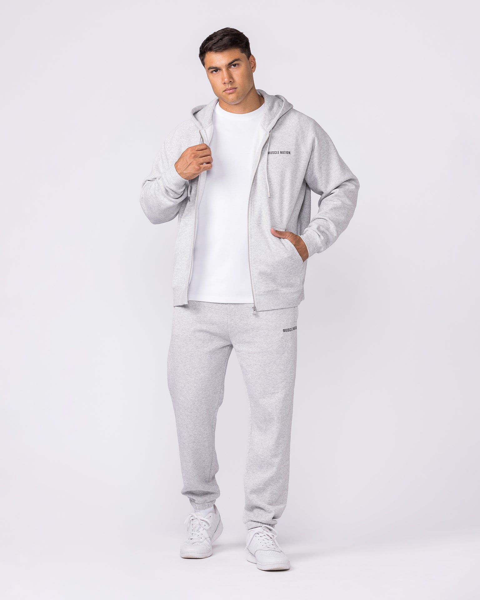 Essential Zip Hoodie - Grey Marl-Jumpers & Hoodies-XS-042632GRYMRL-XS-MNAPPRL50317-6-Muscle Nation