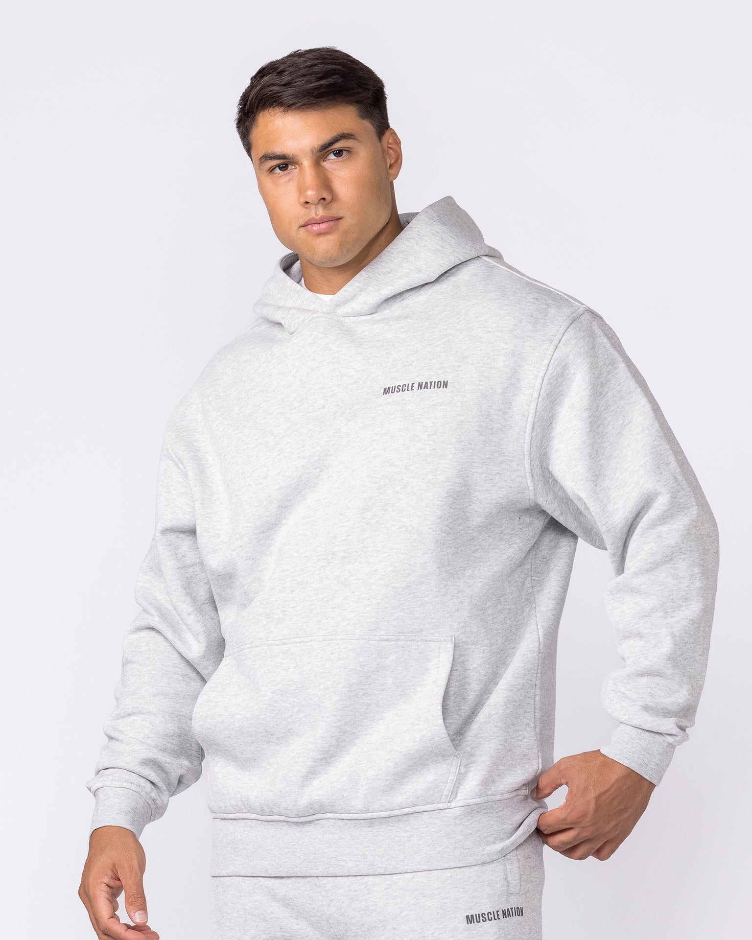 Essential Hoodie - Grey Marl-Jumpers & Hoodies-XS-042635GRYMRL-XS-MNAPPRL50389-4-Muscle Nation