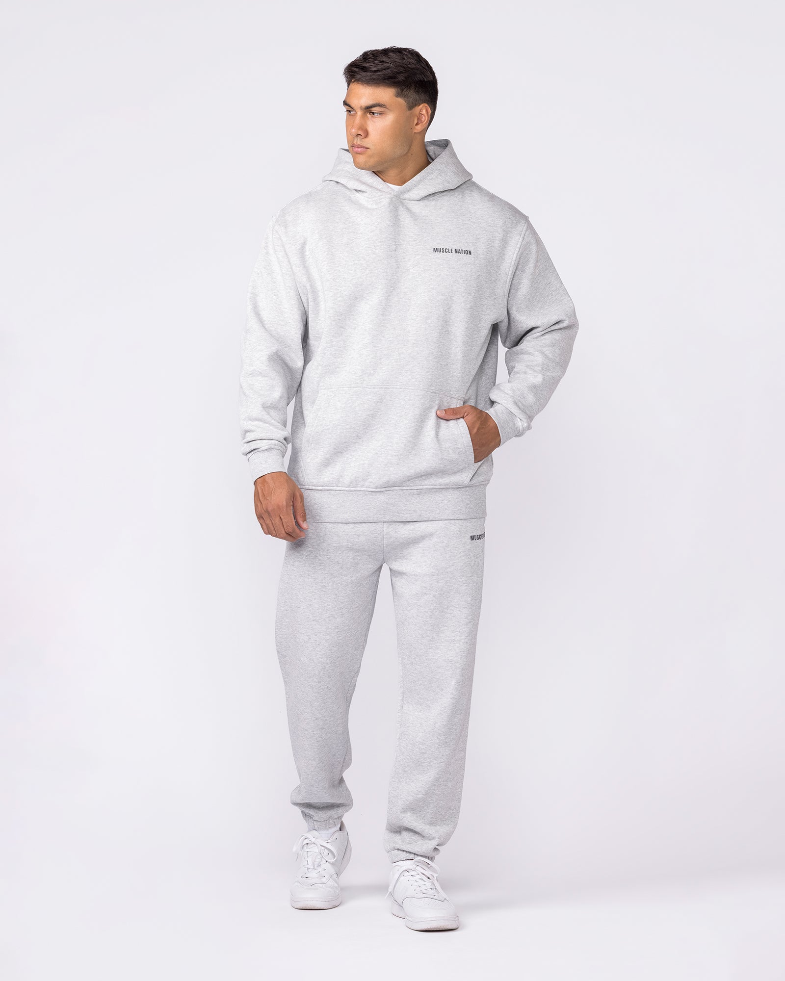 Essential Hoodie - Grey Marl-Jumpers & Hoodies-XS-042635GRYMRL-XS-MNAPPRL50389-6-Muscle Nation