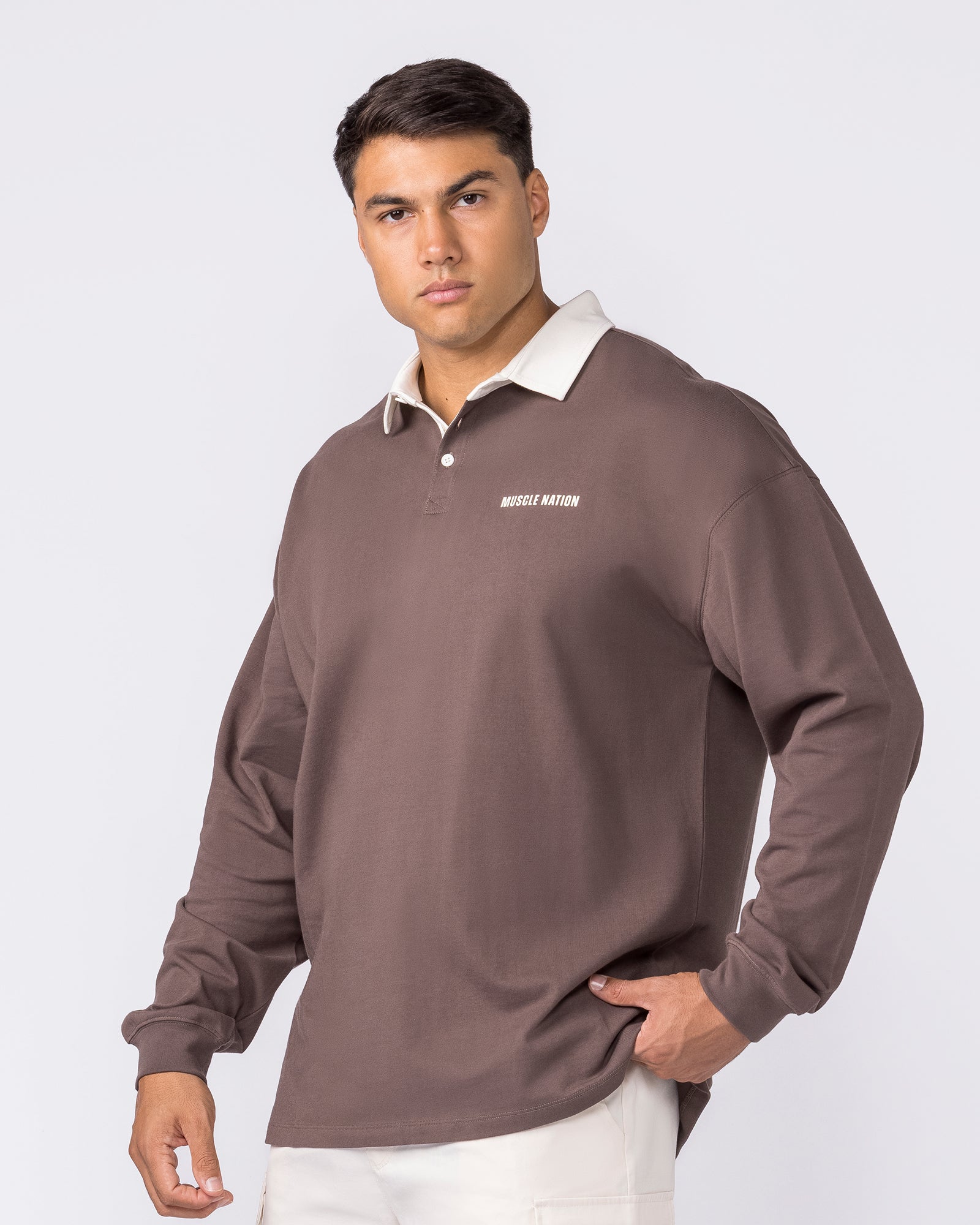Essential Lightweight Rugby Jersey - Dark Taupe-Jumpers & Hoodies-XS-042637DTAUP-XS-MNAPPRL50405-4-Muscle Nation