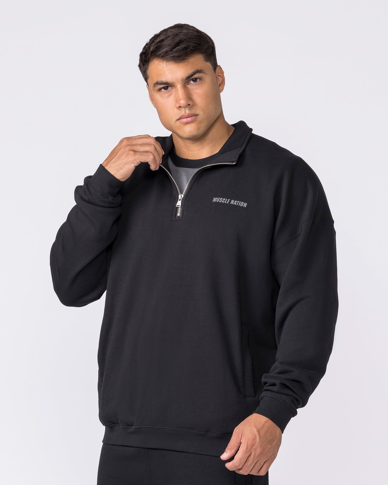 Essential Quarter Zip - Black-Jumpers & Hoodies-XS-042631BLK-XS-MNAPPRL50301-4-Muscle Nation