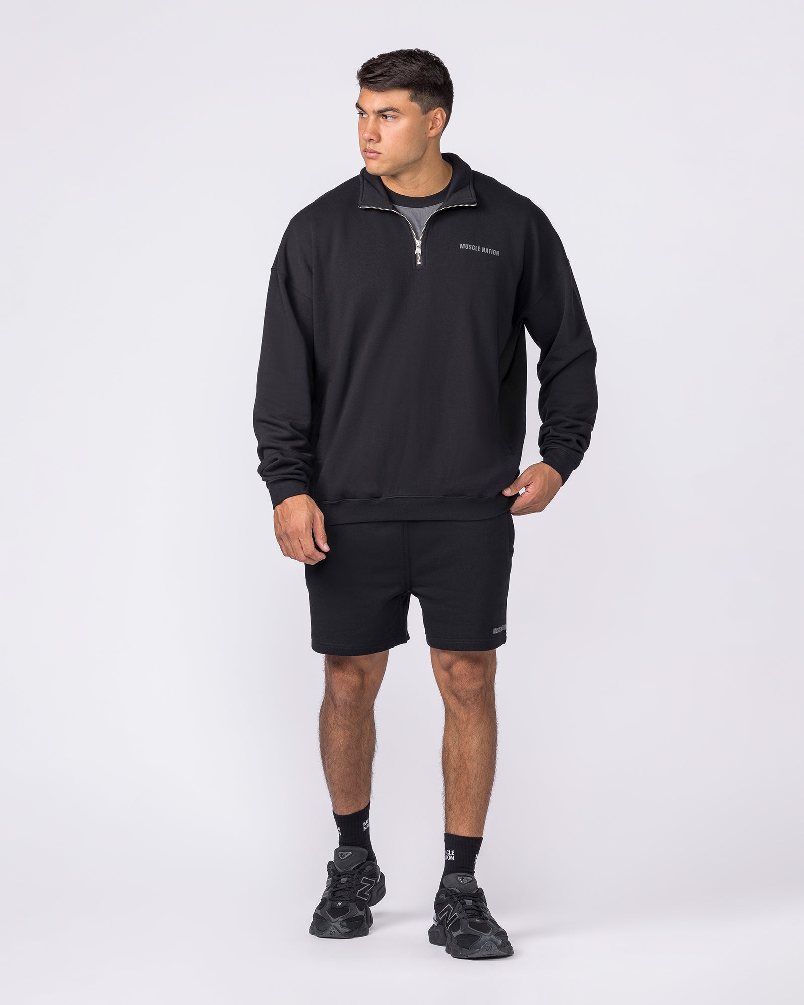 Essential Quarter Zip - Black-Jumpers & Hoodies-XS-042631BLK-XS-MNAPPRL50301-6-Muscle Nation