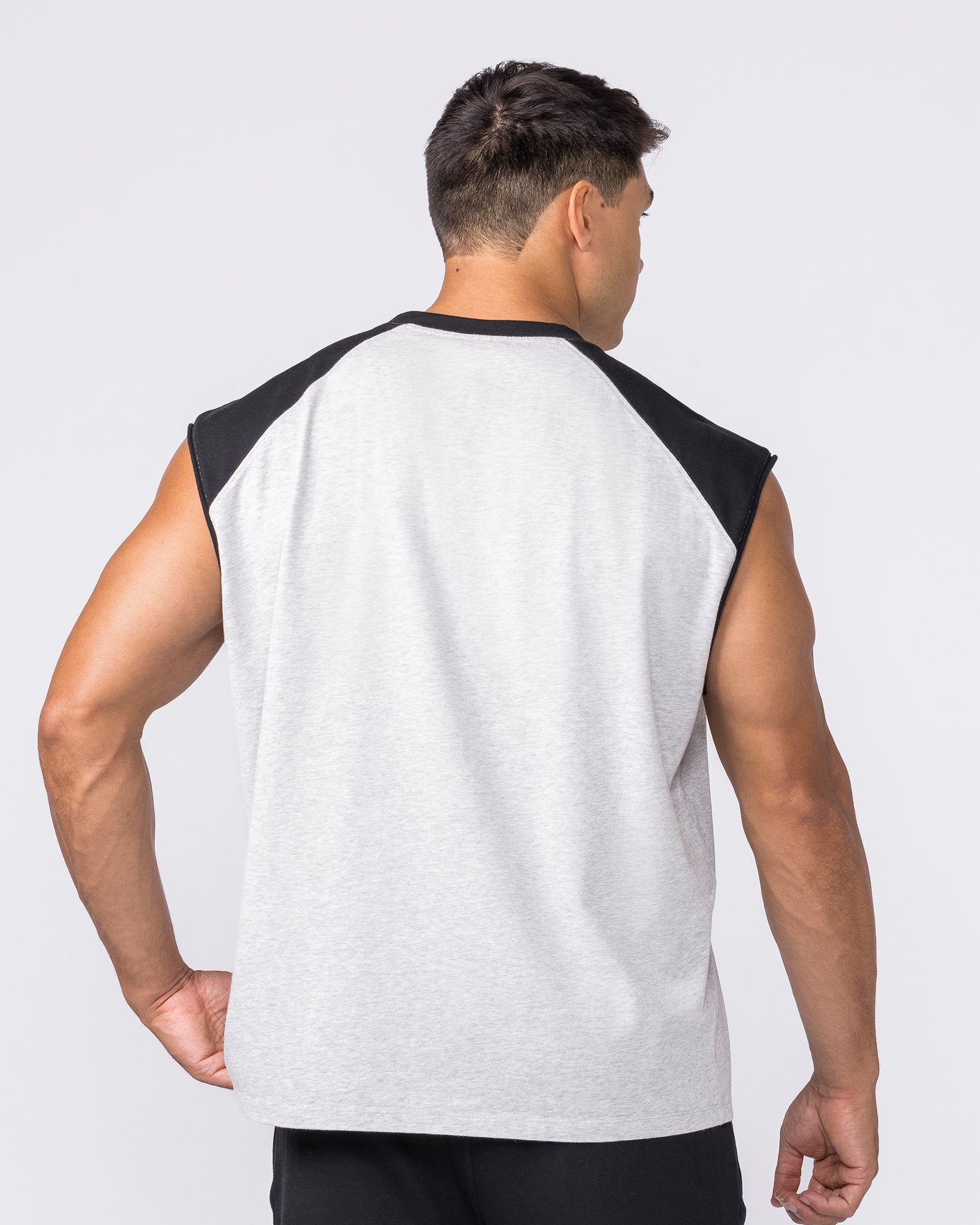 Essential Raglan Boxy Muscle Tank - Grey Marl / Black-Singlets & Tanks-S-042646GRMLBK-S-MNAPPRL50504-4-Muscle Nation