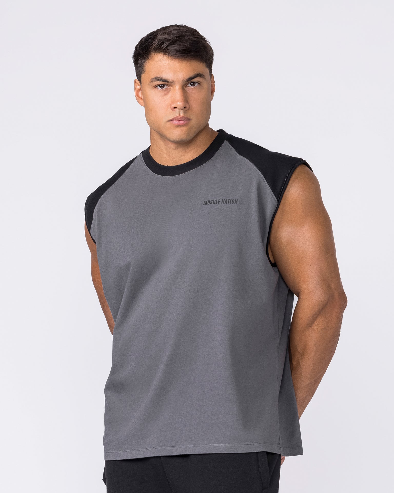 Essential Raglan Boxy Muscle Tank - Tornado / Black-Singlets & Tanks-S-042646TNDO/BLK-S-MNAPPRL50518-3-Muscle Nation