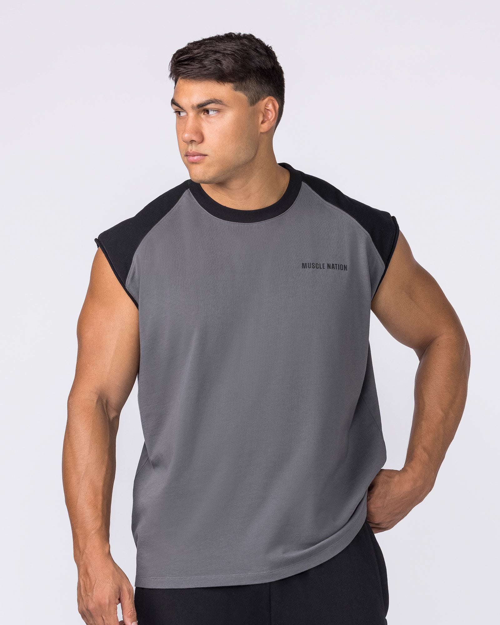 Essential Raglan Boxy Muscle Tank - Tornado / Black-Singlets & Tanks-S-042646TNDO/BLK-S-MNAPPRL50518-4-Muscle Nation