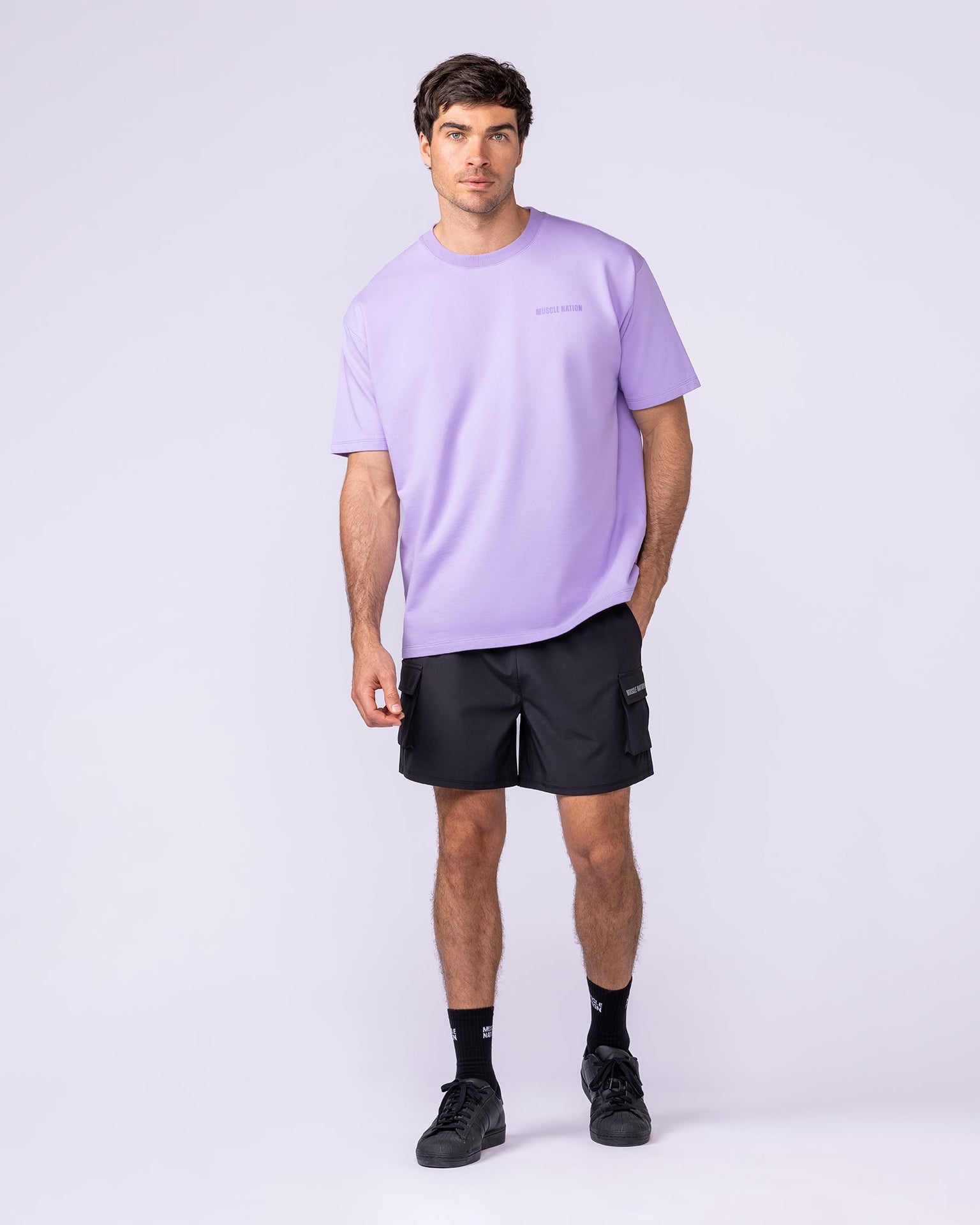 Essential Regular Fit Tee - Lavender-T-Shirts-S-1125184LAV-S-MNAPPRL47383-6-Muscle Nation