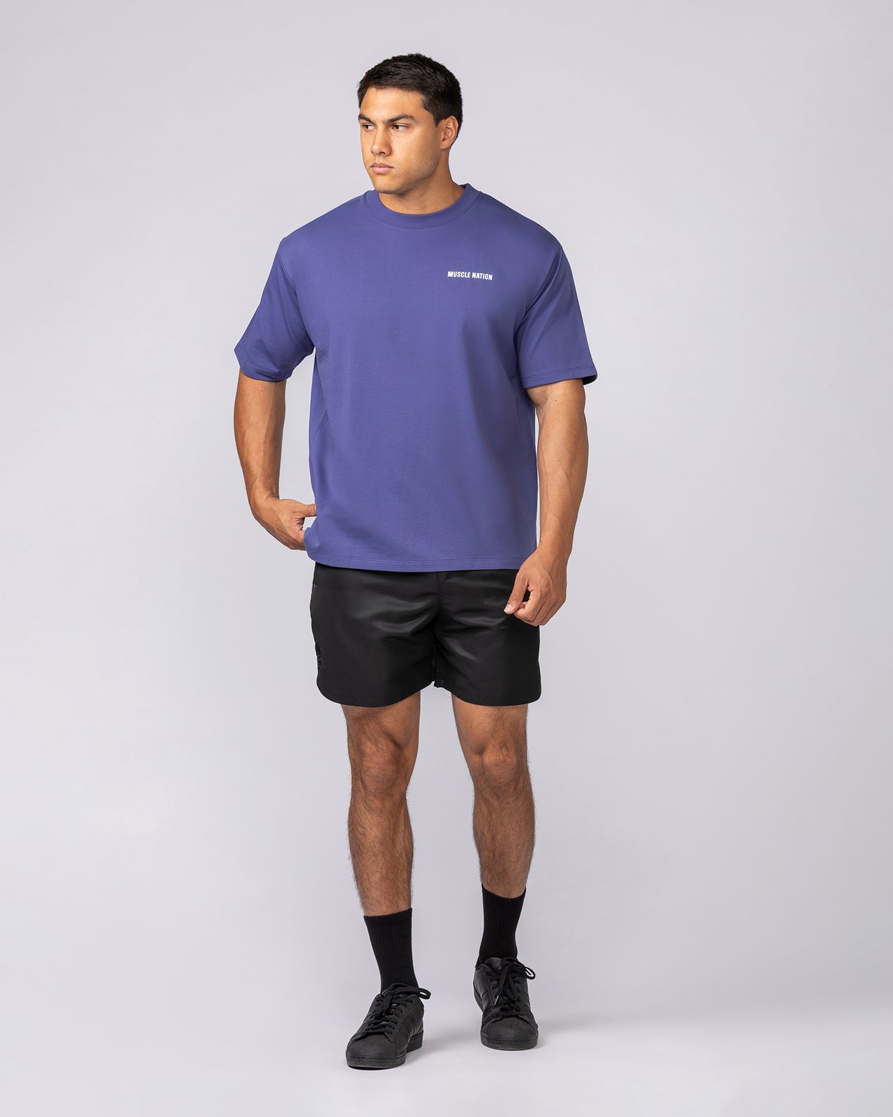 Essential Regular Fit Tee Midnight - Muscle Nation men's gym tee, view 5