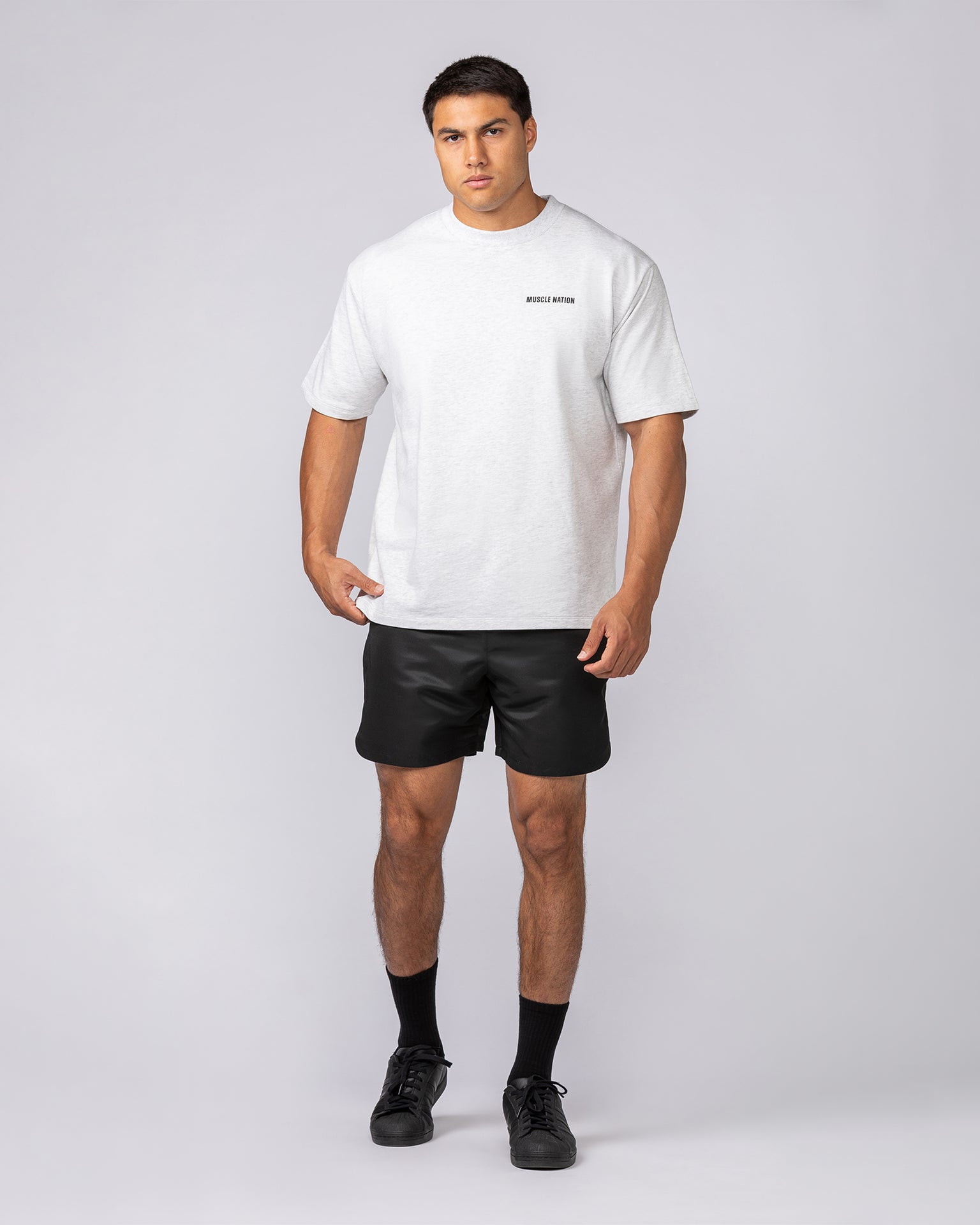 Essential Regular Fit Tee - Snow Grey Marl-T-Shirts-S-062532SNGRYMR-S-MNAPPRL43286-5-Muscle Nation