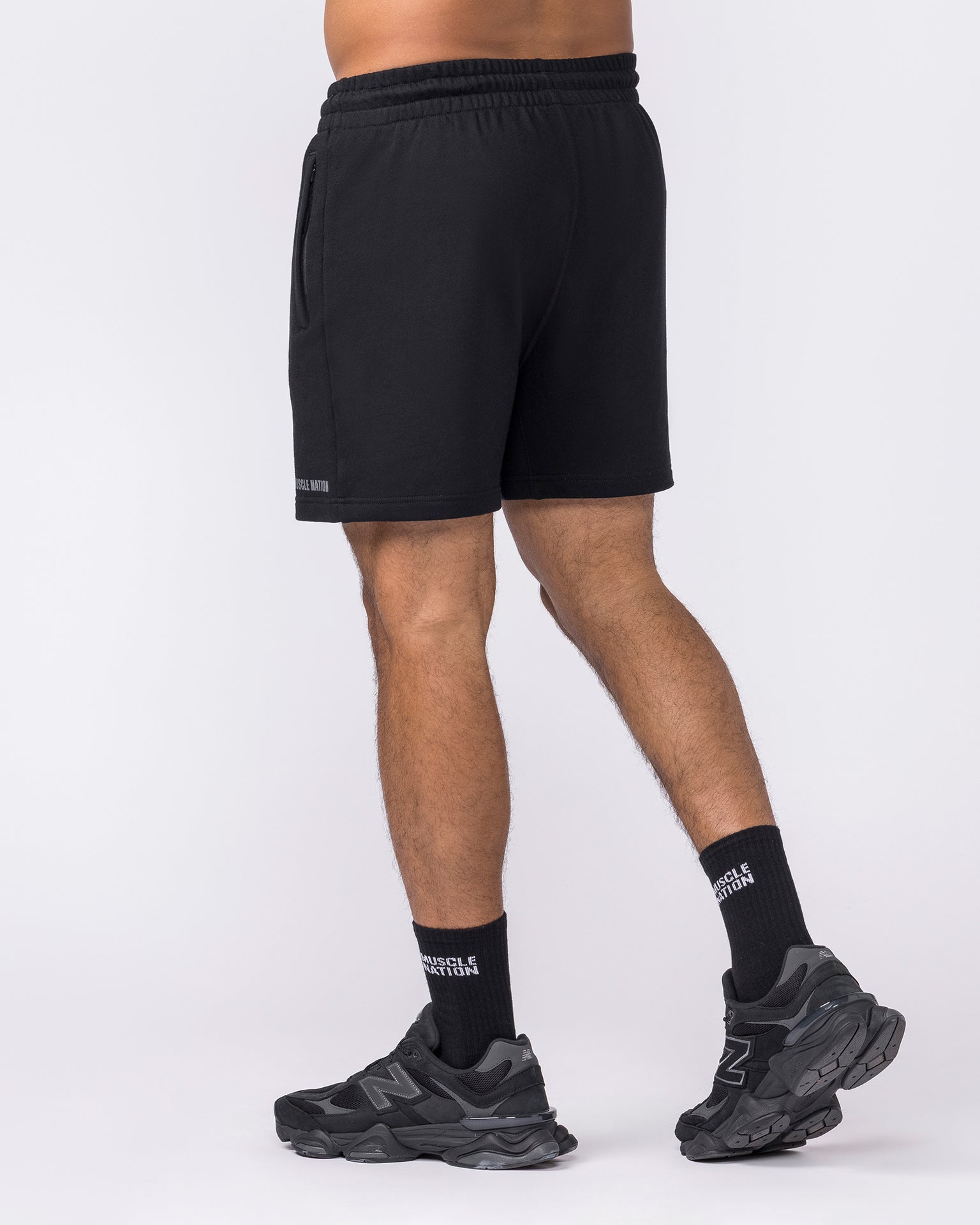 Essential Sweat 5" Shorts - Black-Shorts-S-042643BLK-S-MNAPPRL50476-2-Muscle Nation