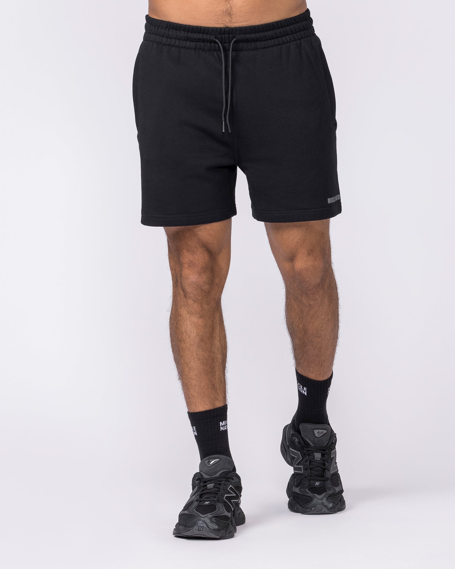 Essential Sweat 5" Shorts - Black-Shorts-S-042643BLK-S-MNAPPRL50476-3-Muscle Nation