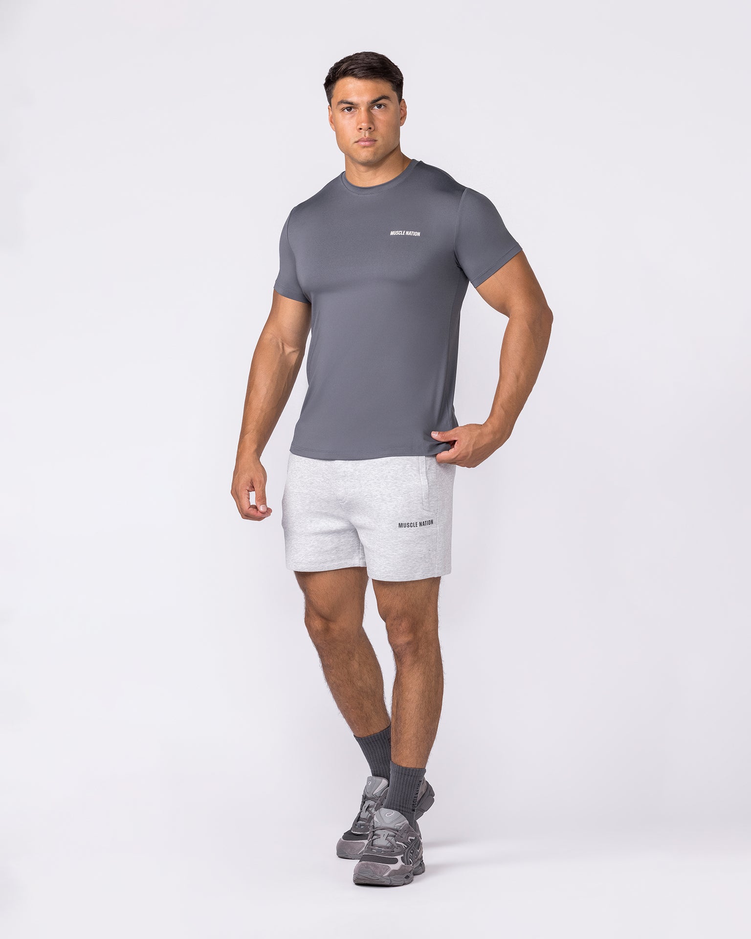 Essential Tech Shorts - Grey Marl-Shorts-S-042642GRYMRL-S-MNAPPRL50469-6-Muscle Nation
