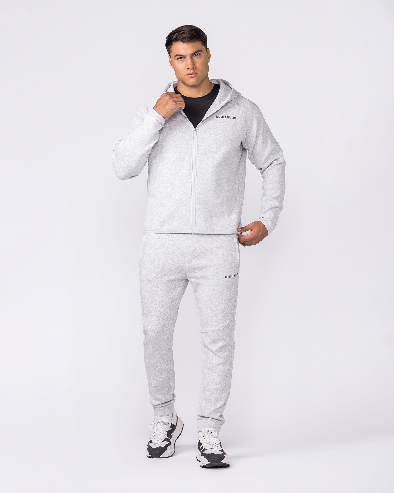 Essential Tech Zip Hoodie - Grey Marl-Jumpers & Hoodies-XS-042634GRYMRL-XS-MNAPPRL50357-7-Muscle Nation