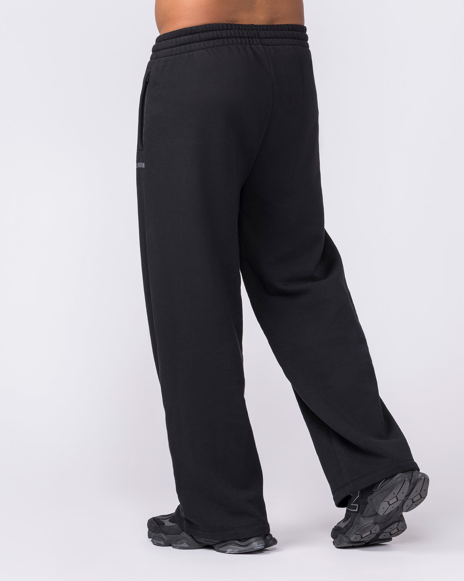 Essential Wide Leg Trackies - Black-Bottoms-S-042639BLK-S-MNAPPRL50441-2-Muscle Nation