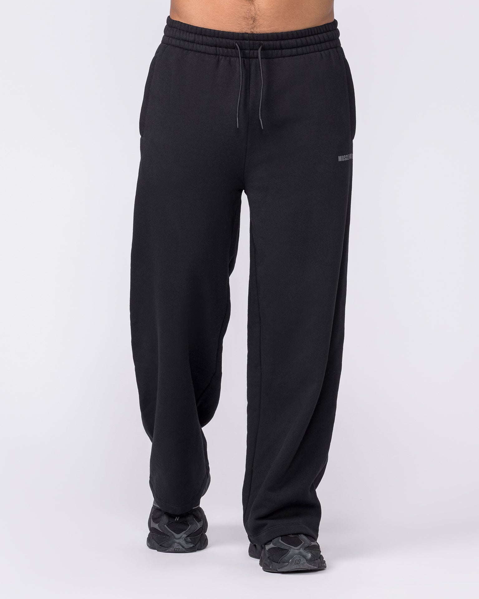 Essential Wide Leg Trackies - Black-Bottoms-S-042639BLK-S-MNAPPRL50441-3-Muscle Nation