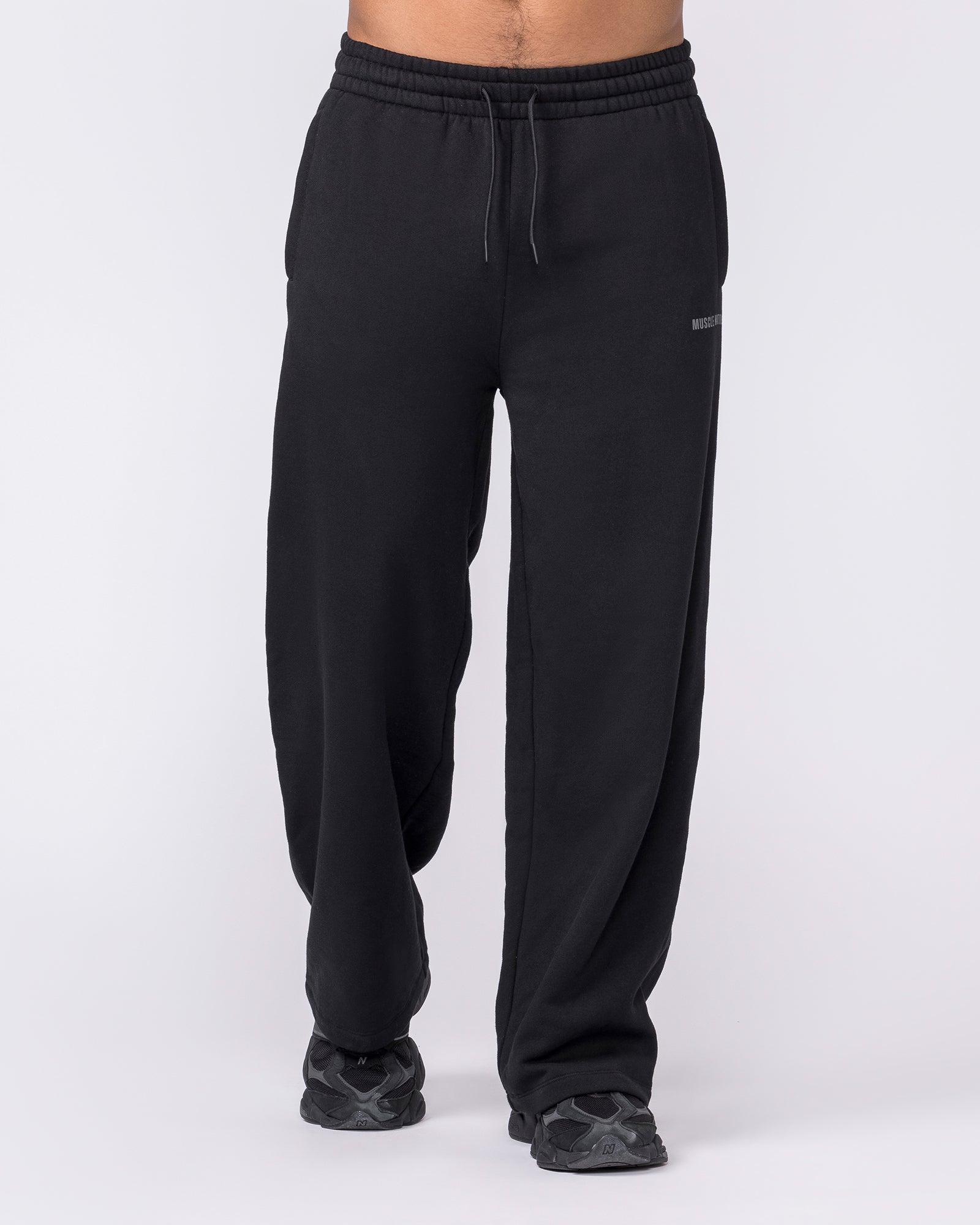 Essential Wide Leg Trackies - Black-Bottoms-S-042639BLK-S-MNAPPRL50441-3-Muscle Nation