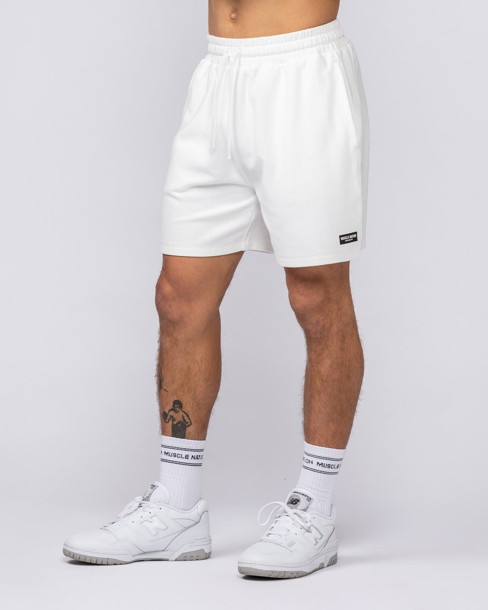 Everyday Jersey Shorts - White-Shorts-S-082526WHT-S-MNAPPRL43914-1-Muscle Nation