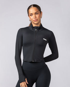 Favourite Cropped Zip Through - Black-Jackets-XXS-062516BLK-XXS-MNAPPRL43154-1-Muscle Nation