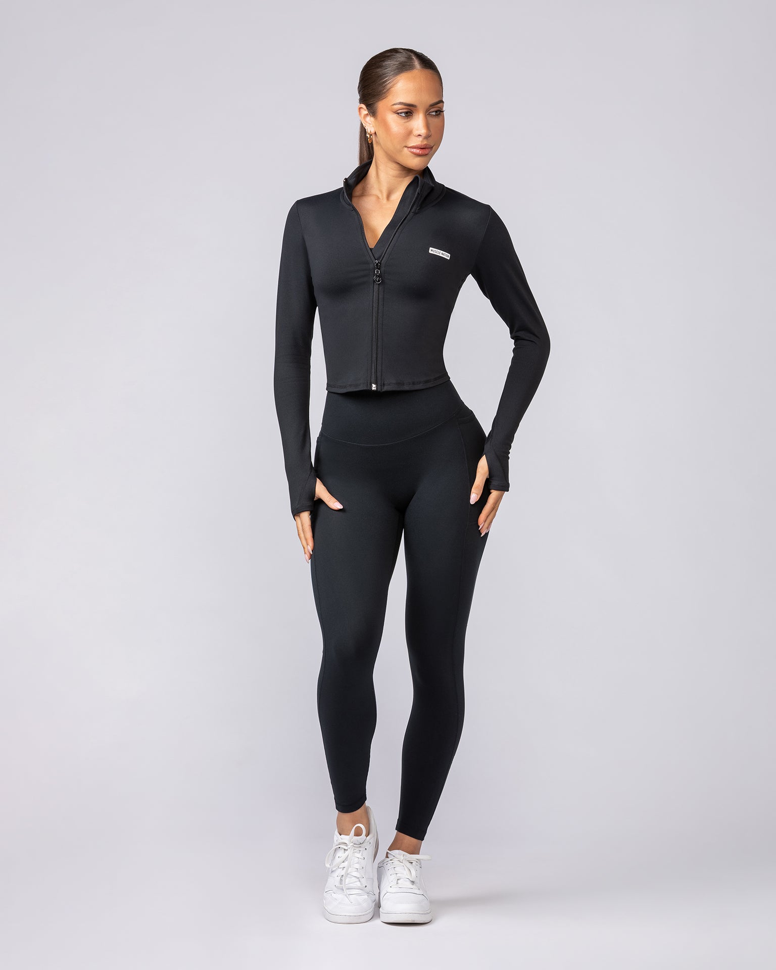 Favourite Cropped Zip Through - Black-Jackets-XXS-062516BLK-XXS-MNAPPRL43154-5-Muscle Nation