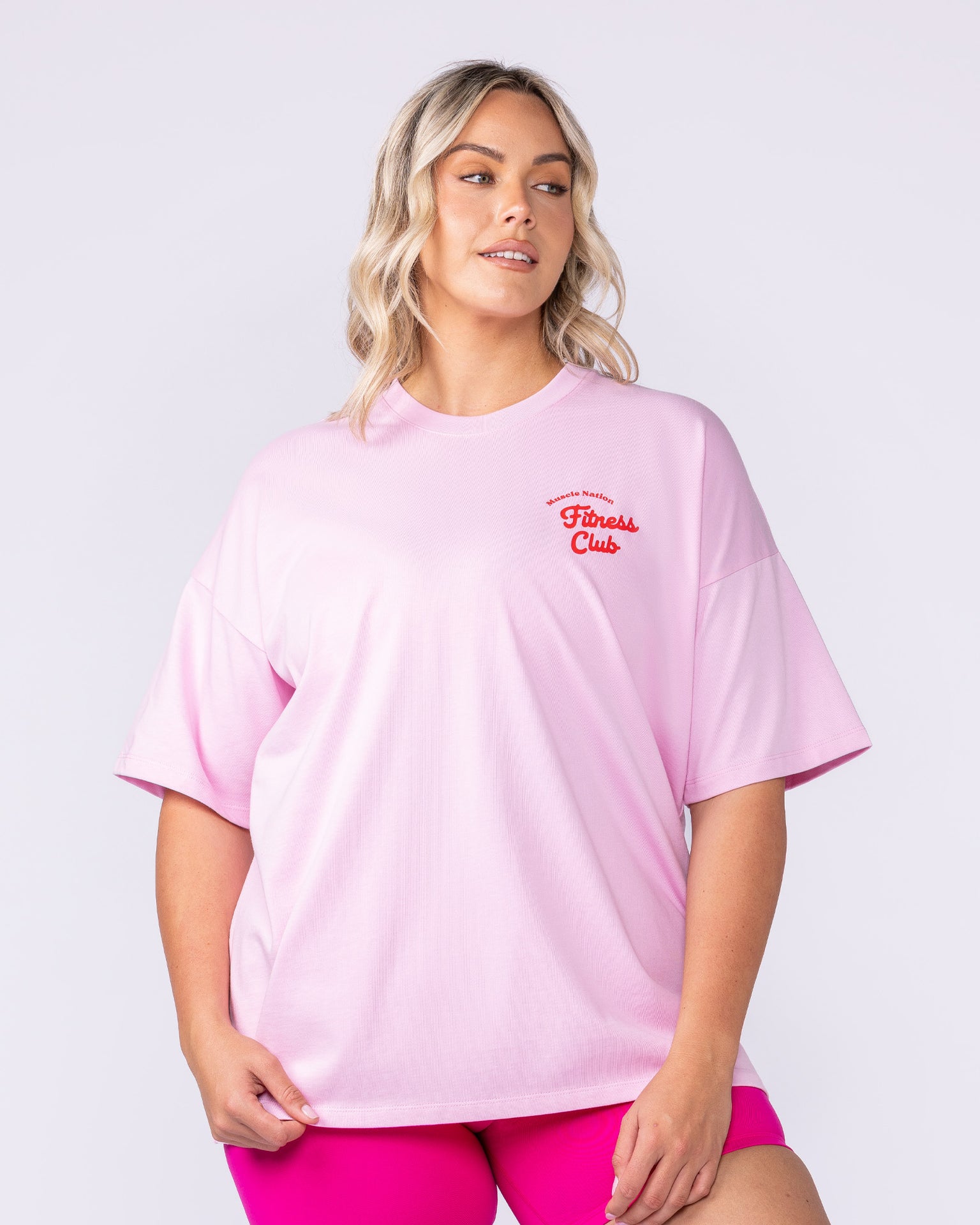 Fizz Oversized Tee - Shell Pink-T-Shirts-XXS-1125173SHLPK-XXS-MNAPPRL45905-2-Muscle Nation