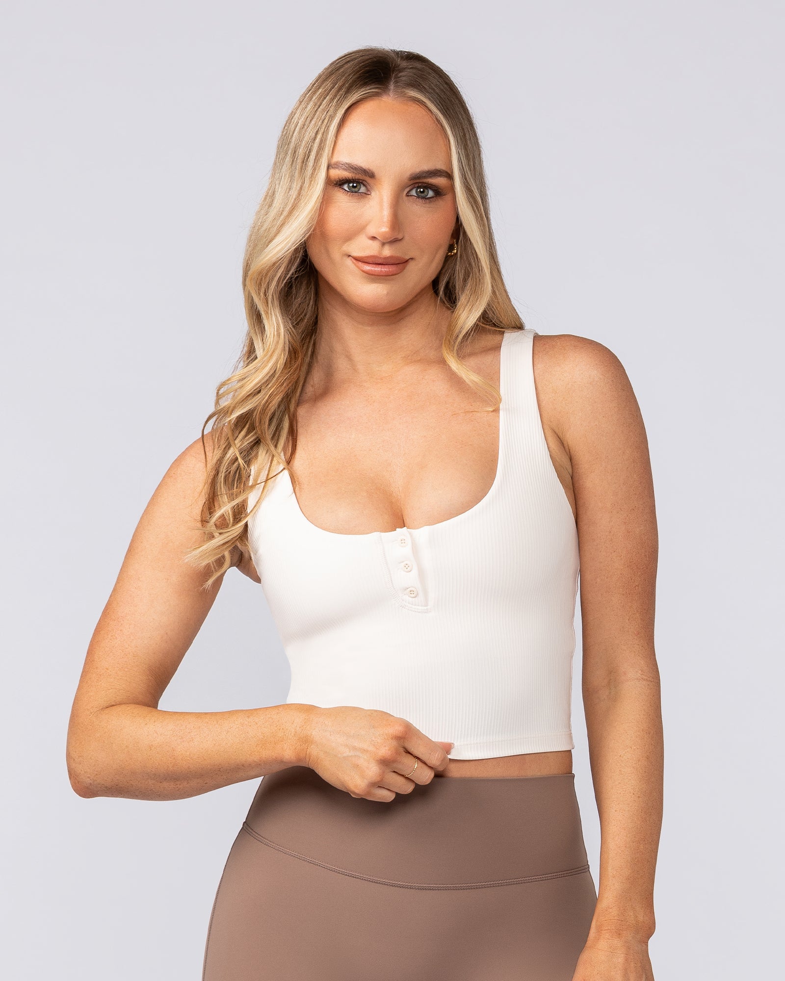 Flirt Bra Tank - Travertine-Singlets & Tanks-XXS-082504TRAV-XXS-MNAPPRL43455-2-Muscle Nation