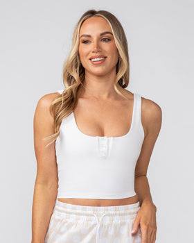 Flirt Bra Tank - White-Singlets & Tanks-XXS-082504WHT-XXS-MNAPPRL43446-1-Muscle Nation