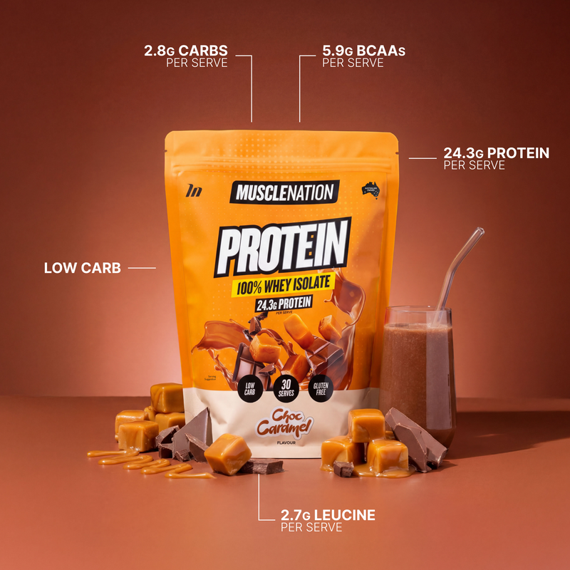 WHEY Protein Isolate - Choc Caramel - 30 serves-Whey Protein Powders-MNSUPPS0325-9359054001367-2-Muscle Nation
