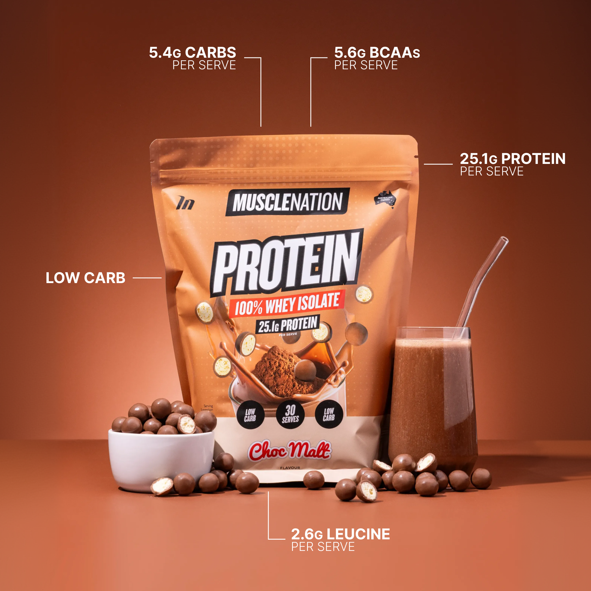 WHEY Protein Isolate - Choc Malt - 30 serves-Whey Protein Powders-MNSUPPS0399-9359054002463-2-Muscle Nation