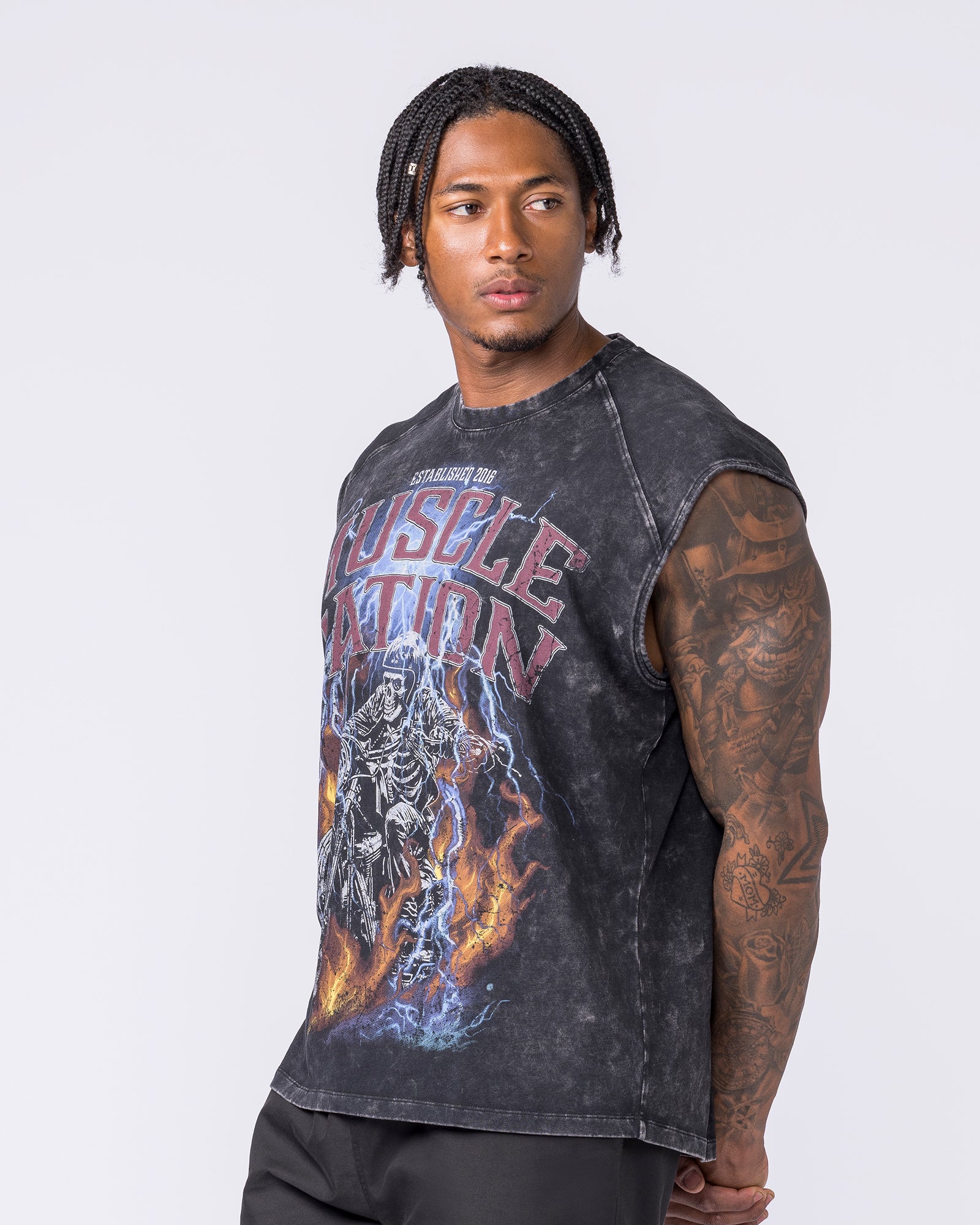 Full Throttle Vintage Boxy Muscle Tank - Washed Black-Singlets & Tanks-S-122505WSHBLK-S-MNAPPRL48078-4-Muscle Nation