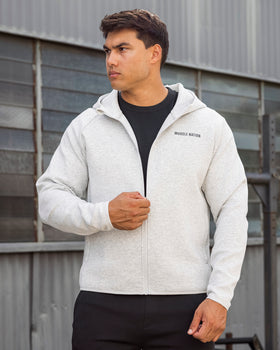 Essential Tech Zip Hoodie - Grey Marl-Jumpers & Hoodies-XS-042634GRYMRL-XS-MNAPPRL50357-1-Muscle Nation