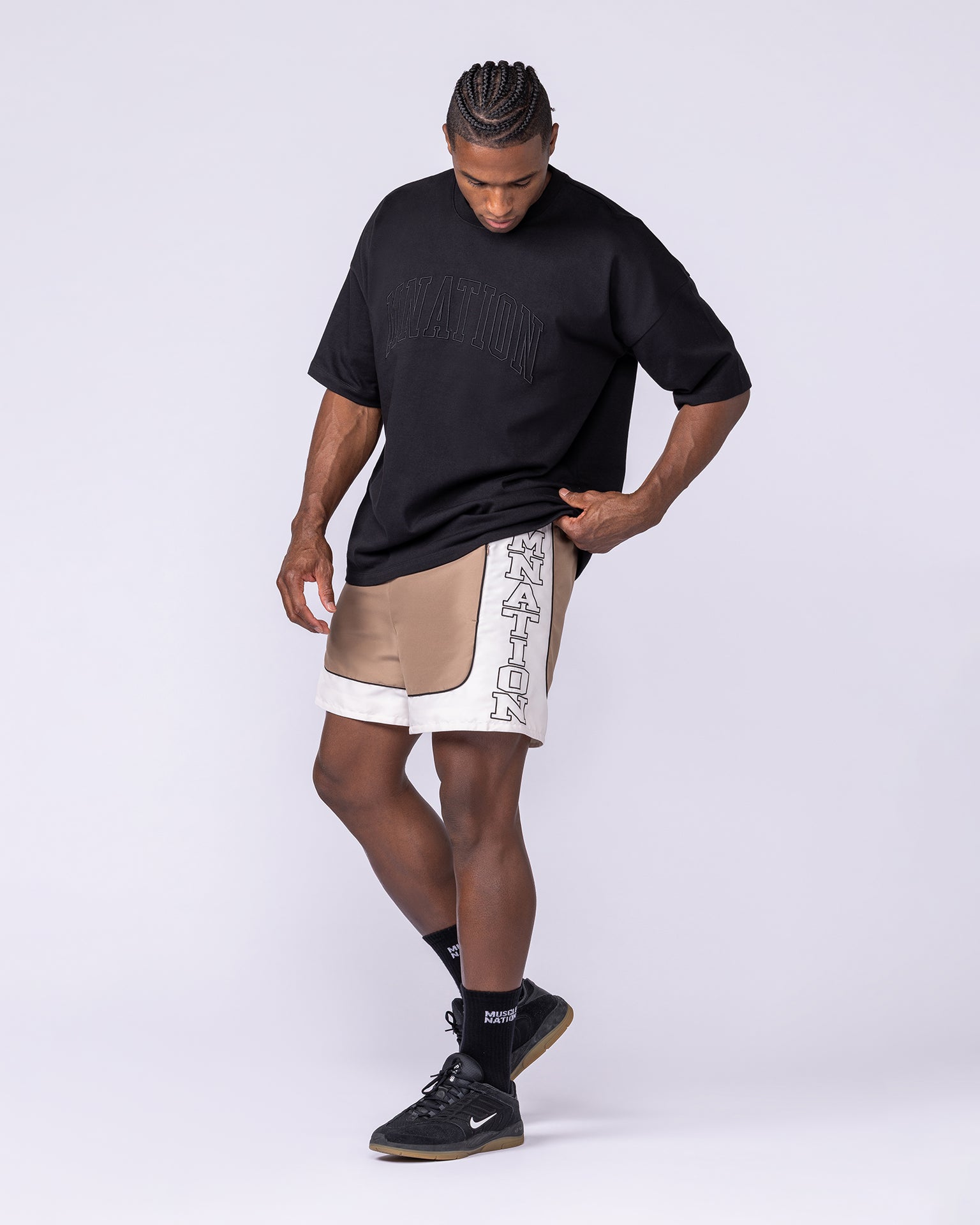 Headliner 5" Shorts - Tan-Shorts-S-112556TAN-S-MNAPPRL47418-7-Muscle Nation