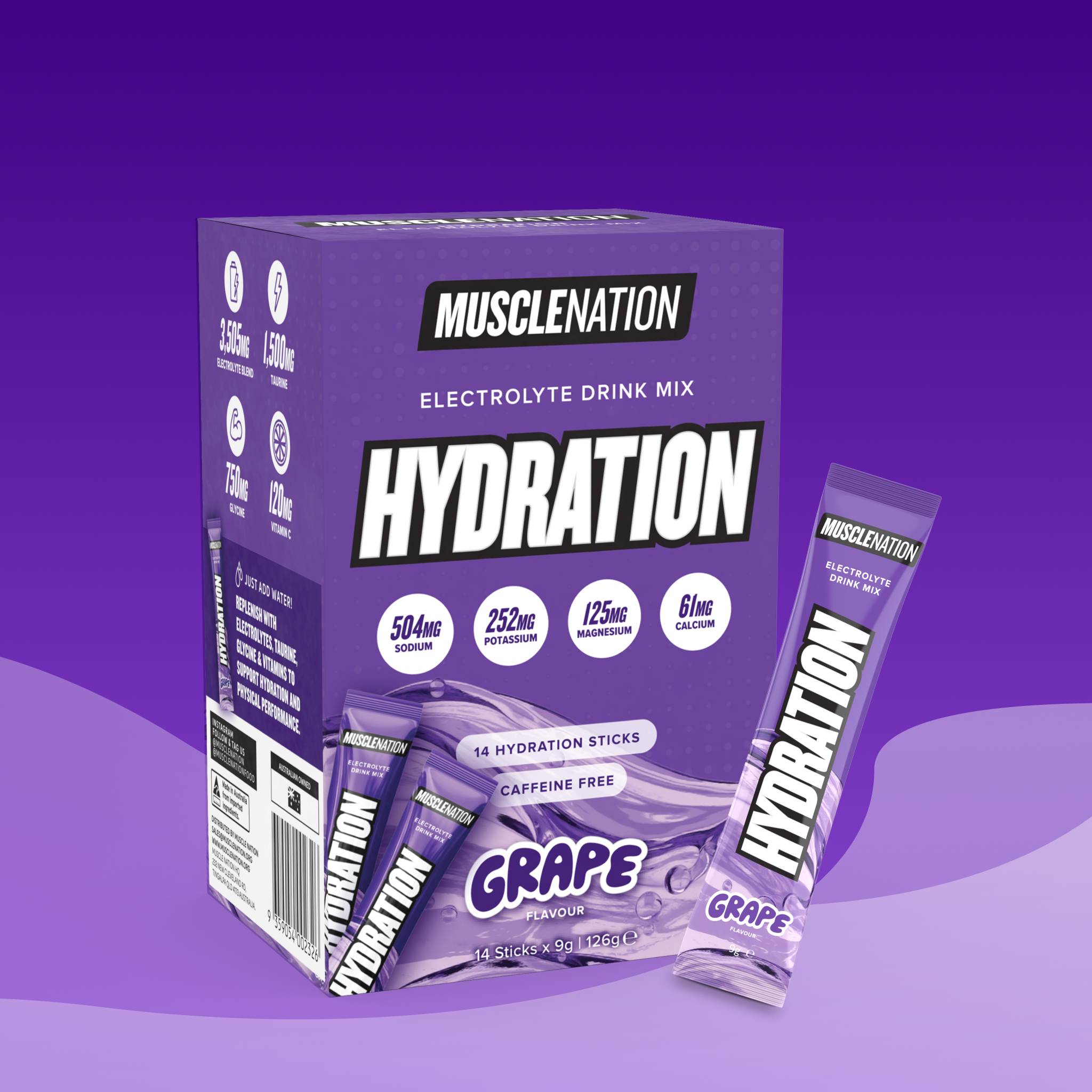 HYDRATION Sticks - Grape - 14 Pack-Hydration-MNSUPPS0391-9359054002326-1-Muscle Nation