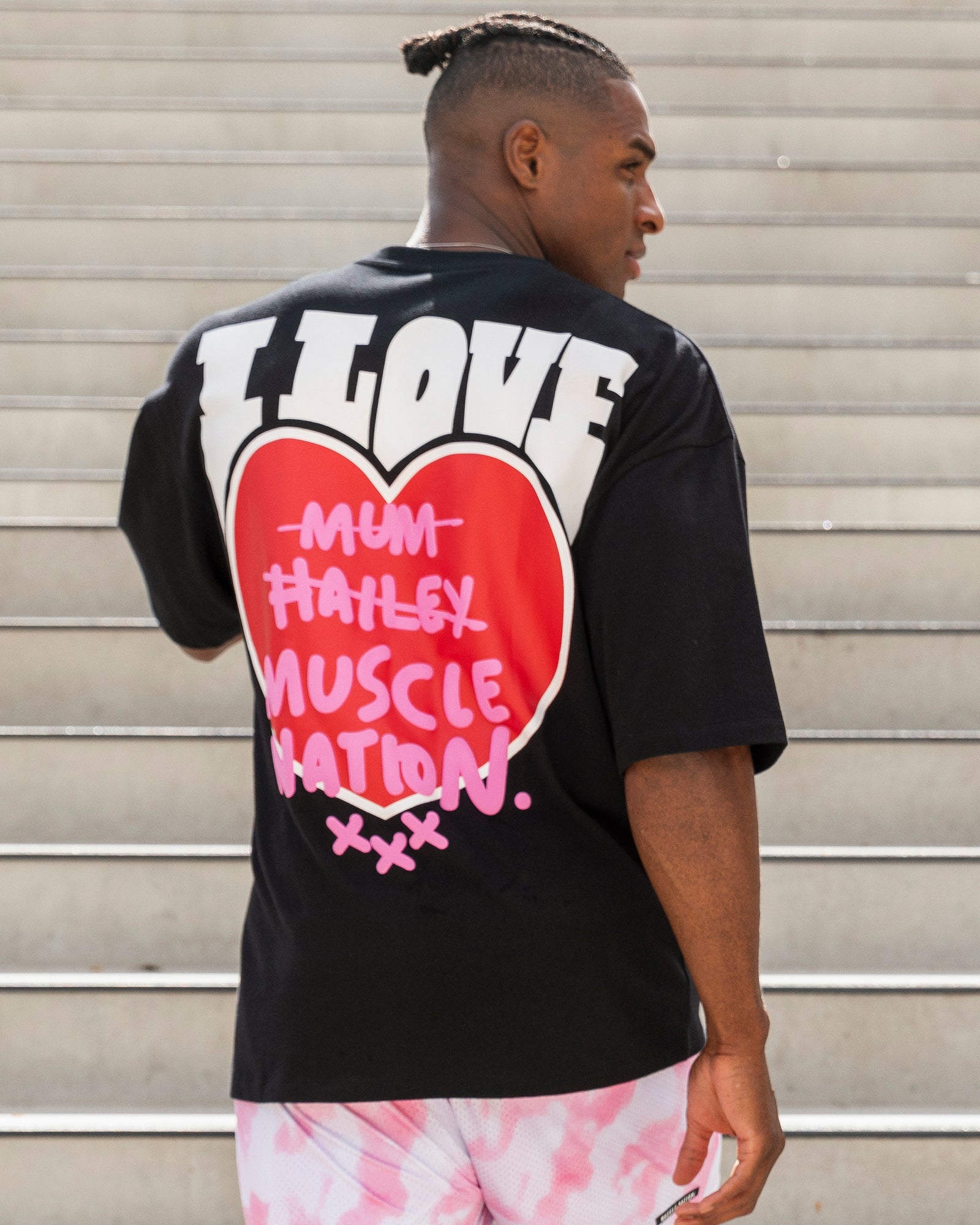 Mens Biggest Fan Oversized Tee - Black-T-Shirts-XS-112474BLK-XS-MNAPPRL35331-1-Muscle Nation