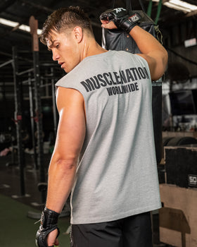 Worldwide Muscle Tank - Light Grey Marl-Singlets & Tanks-S-062402 LTGRYMRL-S-MNAPPRL31744-1-Muscle Nation