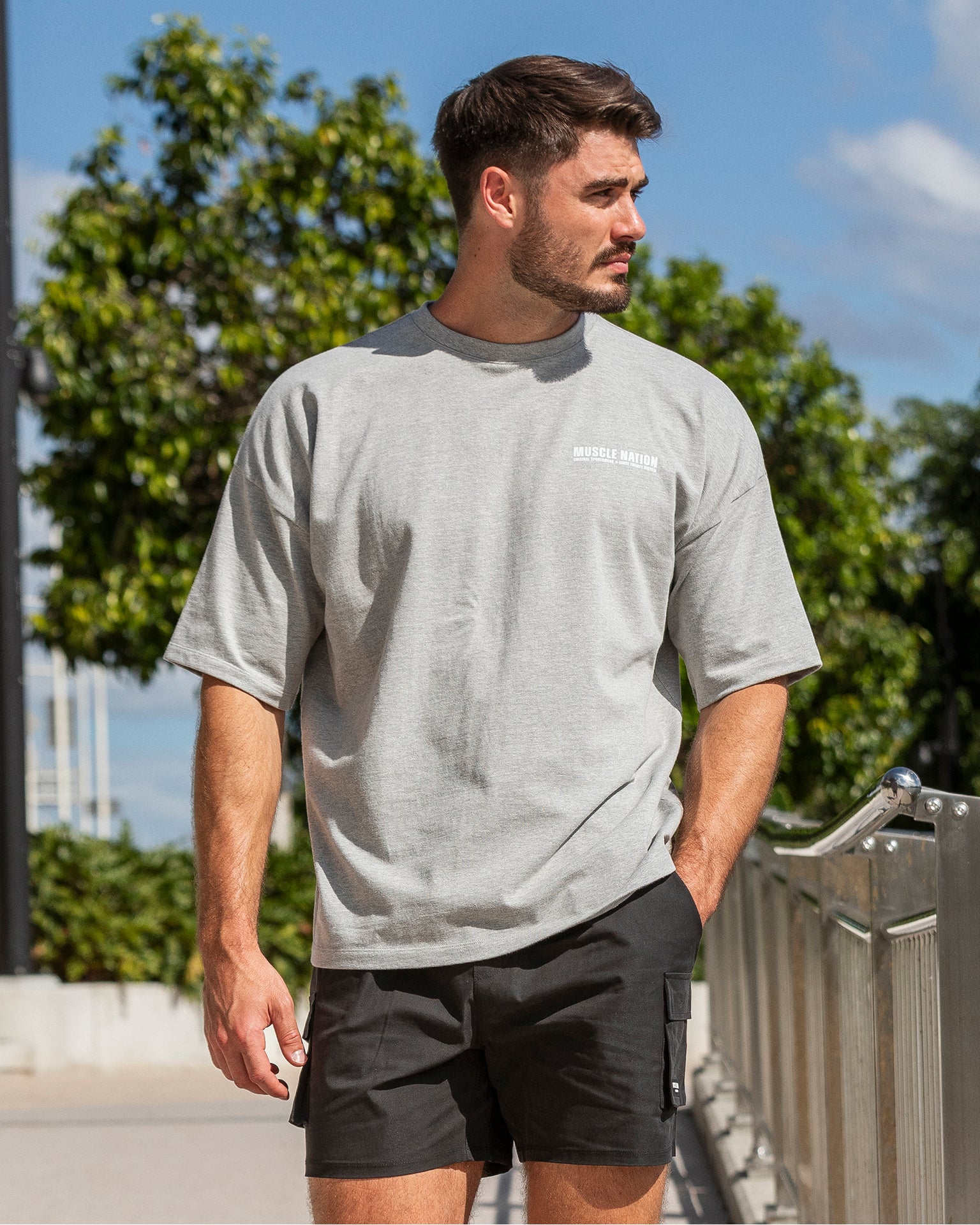 Original Oversized Boxy Tee - Grey Marl-T-Shirts-XS-1124186GRYMRL-XS-MNAPPRL35155-1-Muscle Nation
