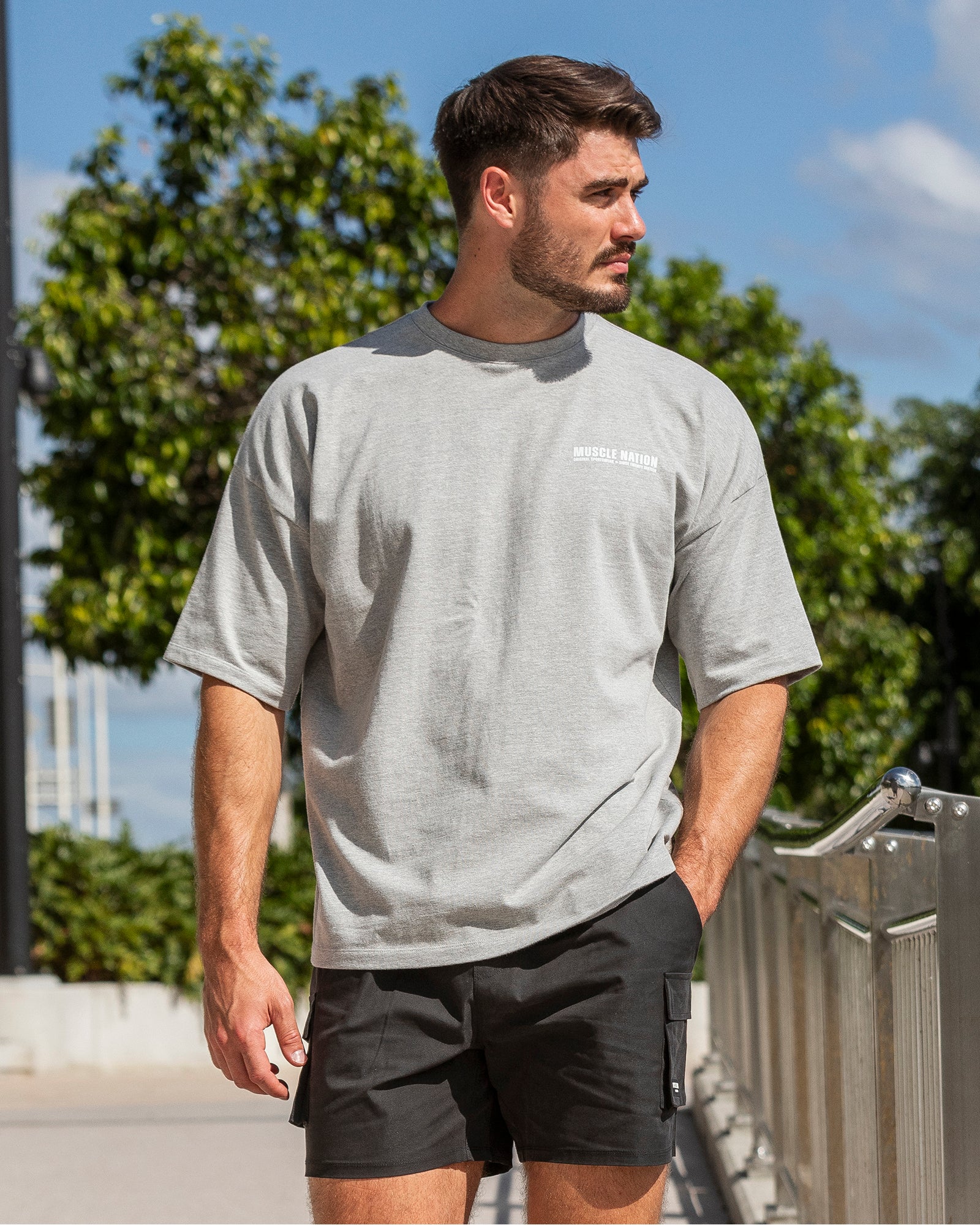 Original Oversized Boxy Tee - Grey Marl-T-Shirts-XS-1124186GRYMRL-XS-MNAPPRL35155-1-Muscle Nation