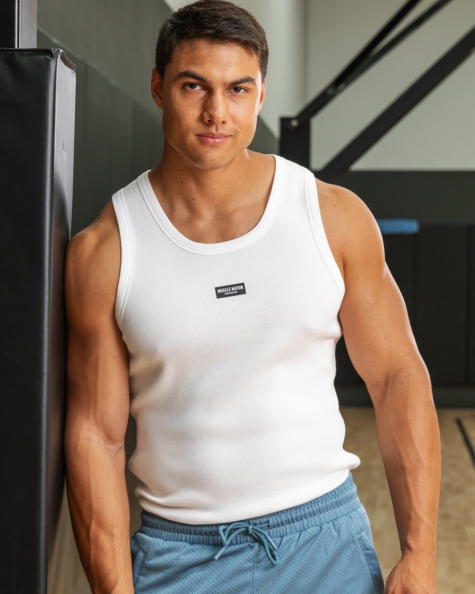 Rib Fitted Training Tank - White-Singlets & Tanks-S-112349WHT-S-MNAPPRL28091-1-Muscle Nation