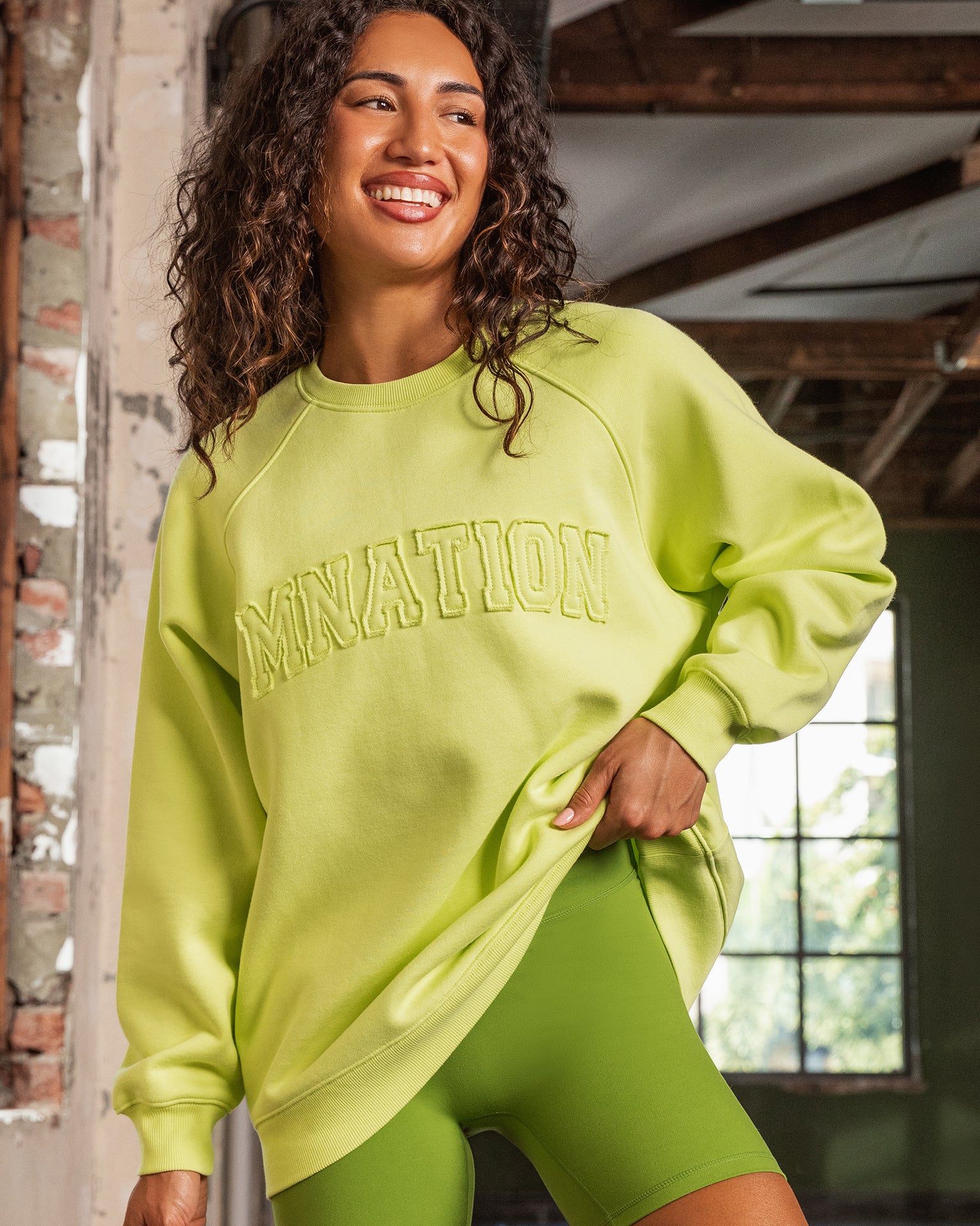 Downtime Oversized Pullover - Limeade-Jumpers & Hoodies-XXS-022529LMADE-XXS-MNAPPRL42086-1-Muscle Nation