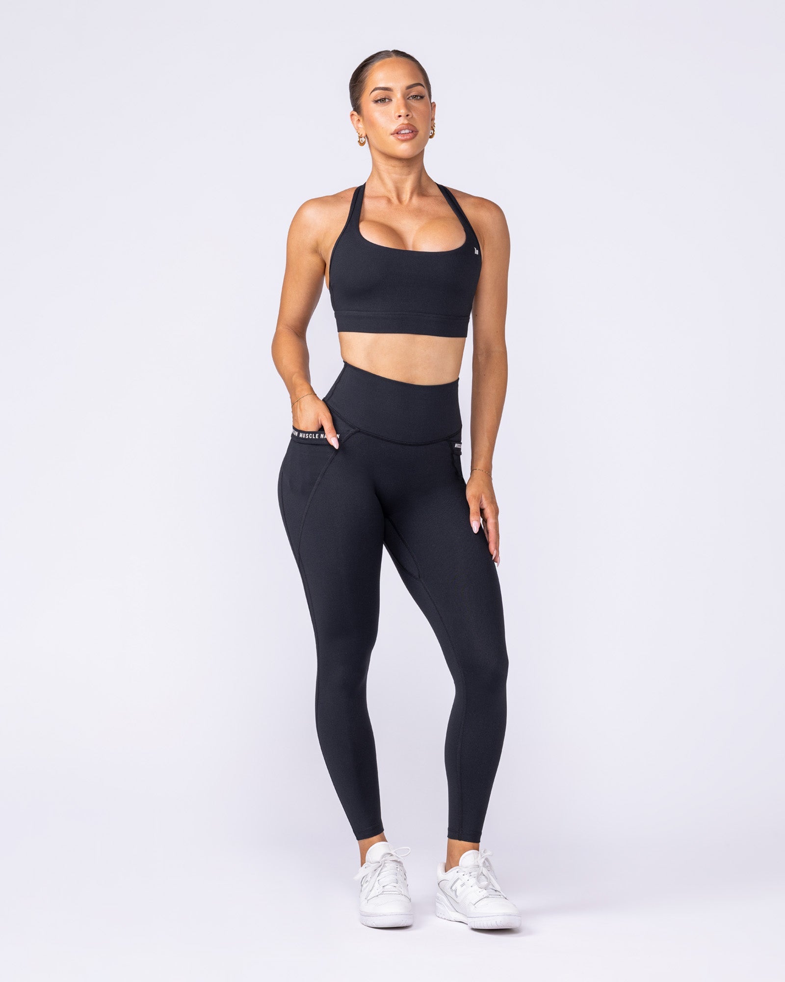 Illusion Signature Pocket Ankle Length Leggings - Black-Leggings-XXS-112531BLK-XXS-MNAPPRL44925-7-Muscle Nation