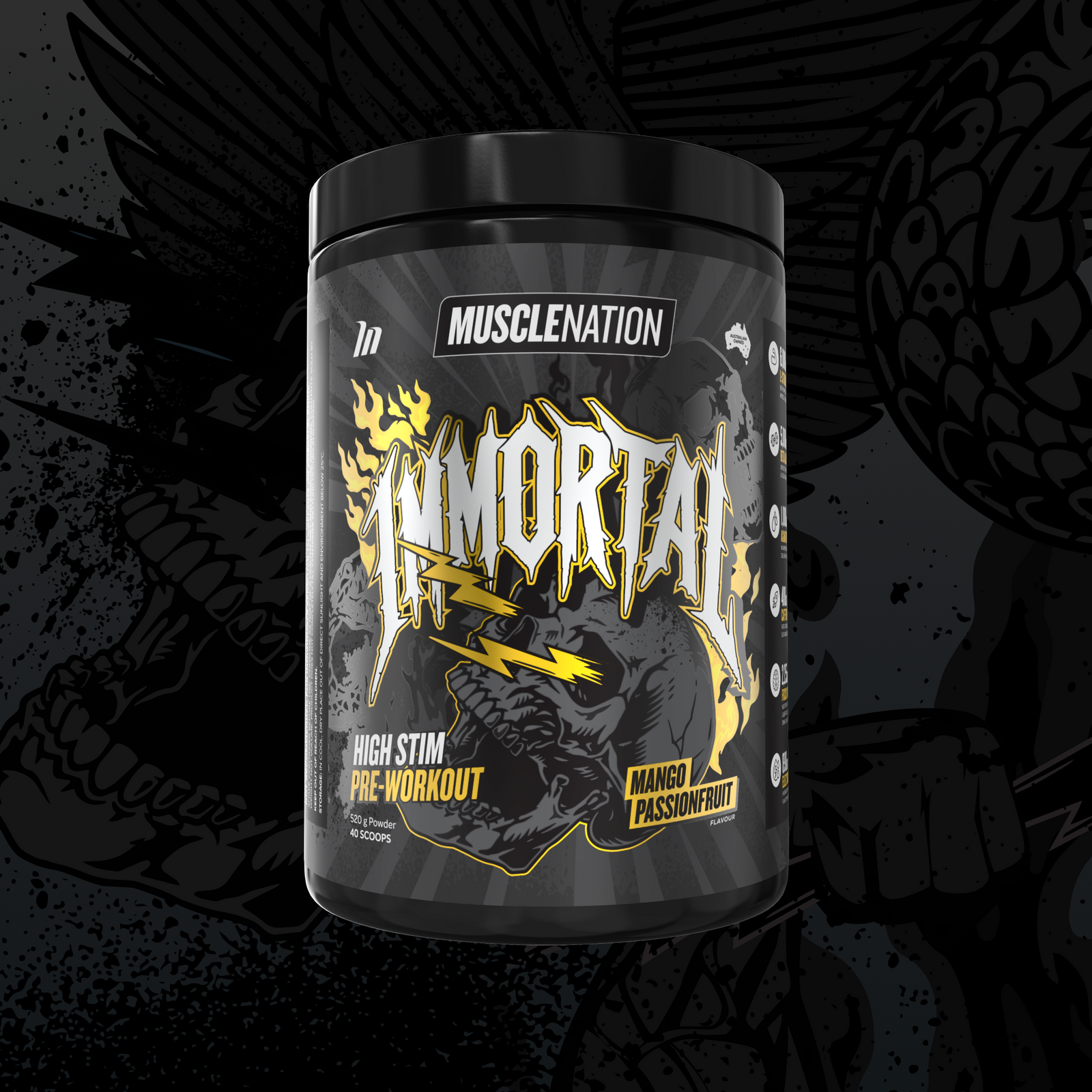 IMMORTAL Pre-Workout Mango Passionfruit - Muscle Nation pre-workout