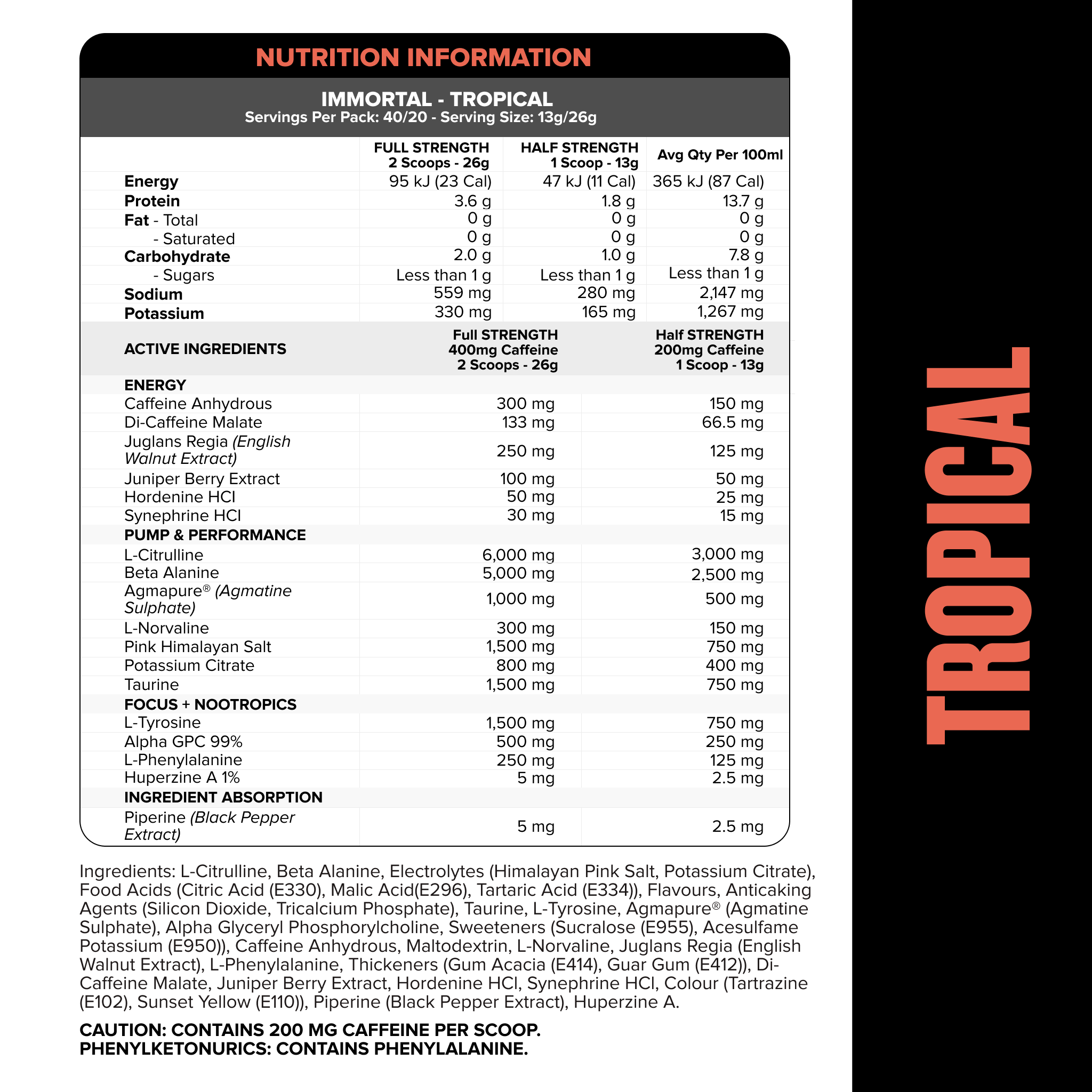 IMMORTAL Pre-Workout - Tropical - 40 serves-Pre-Workouts-MNSUPPS0408-9359054002968-2-Muscle Nation